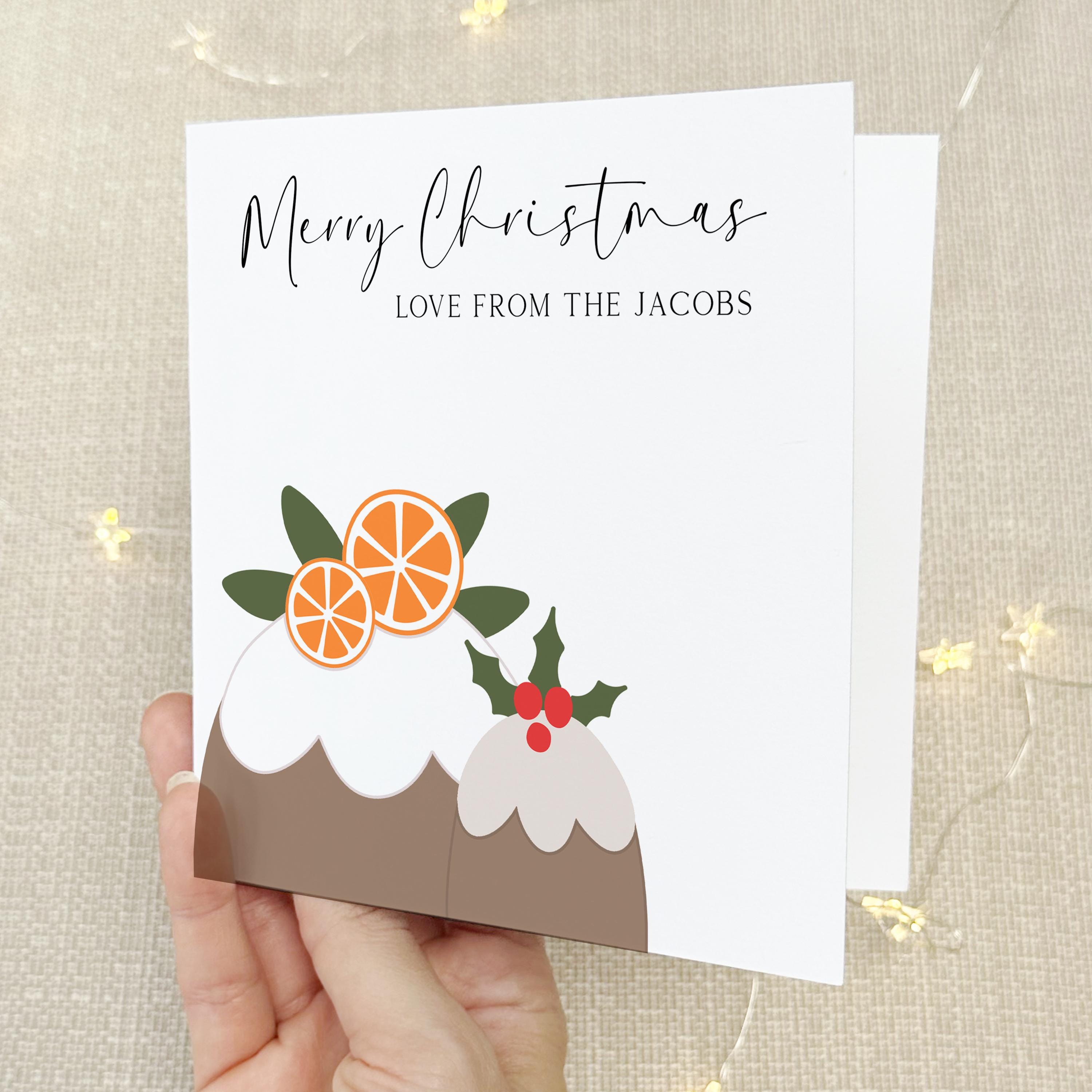 Personalised Christmas Card-Christmas Card For Teacher,Family,Friends-Christmas Gift For Family and Friends-Minimal Christmas Pudding Design