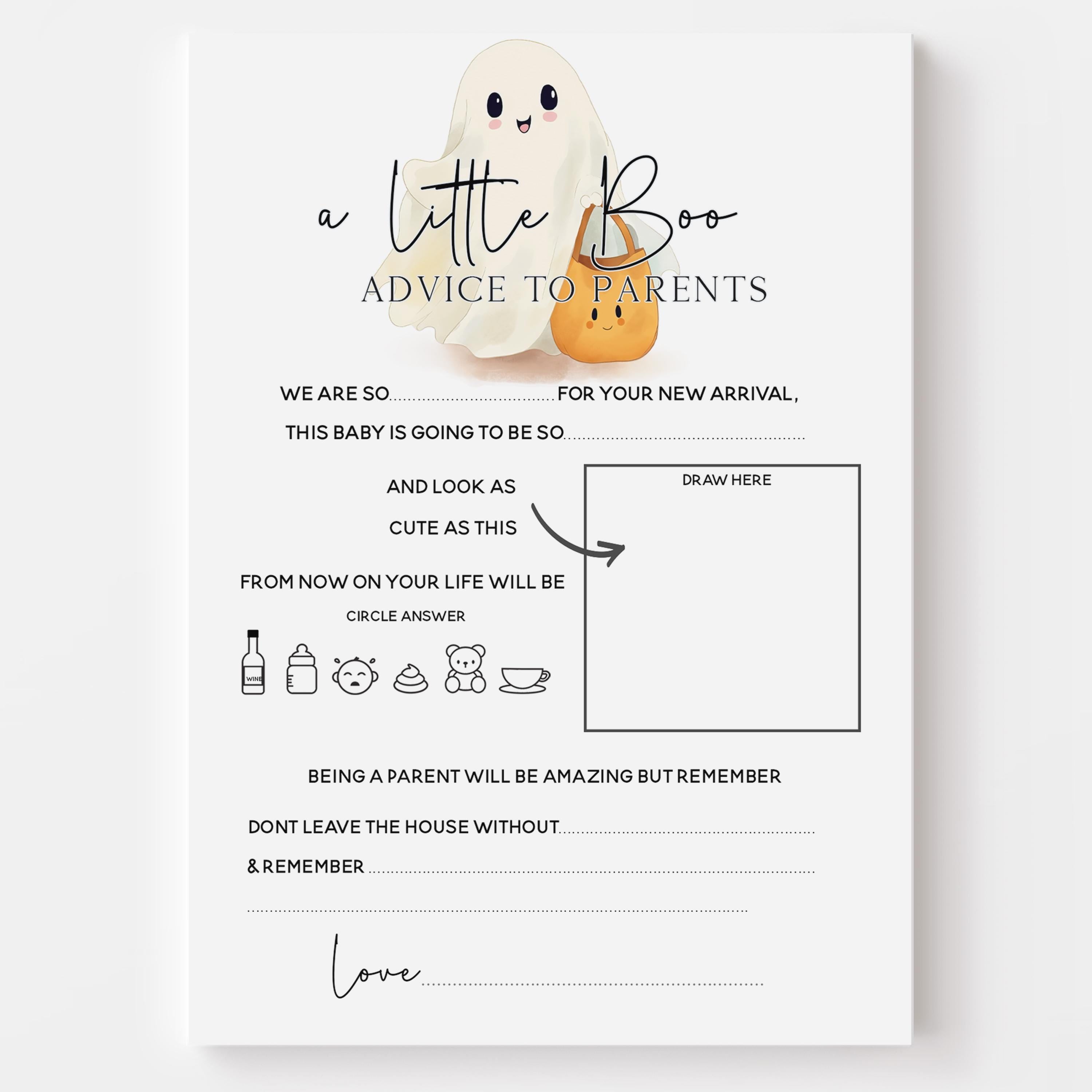 Beer Belly Or Bump Halloween Baby Shower Advice To Parents Game Cards