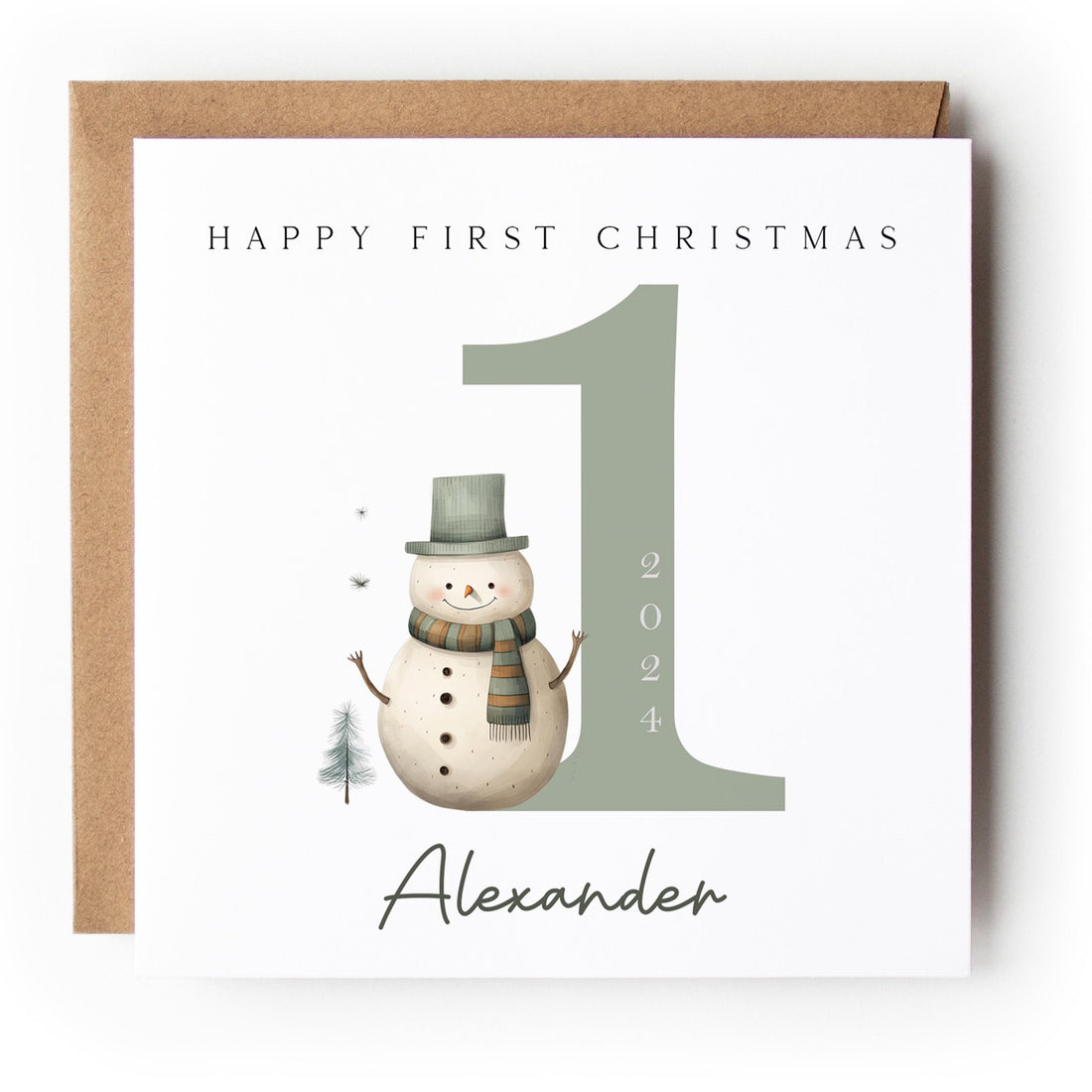 Personalised Snowman First Christmas Card