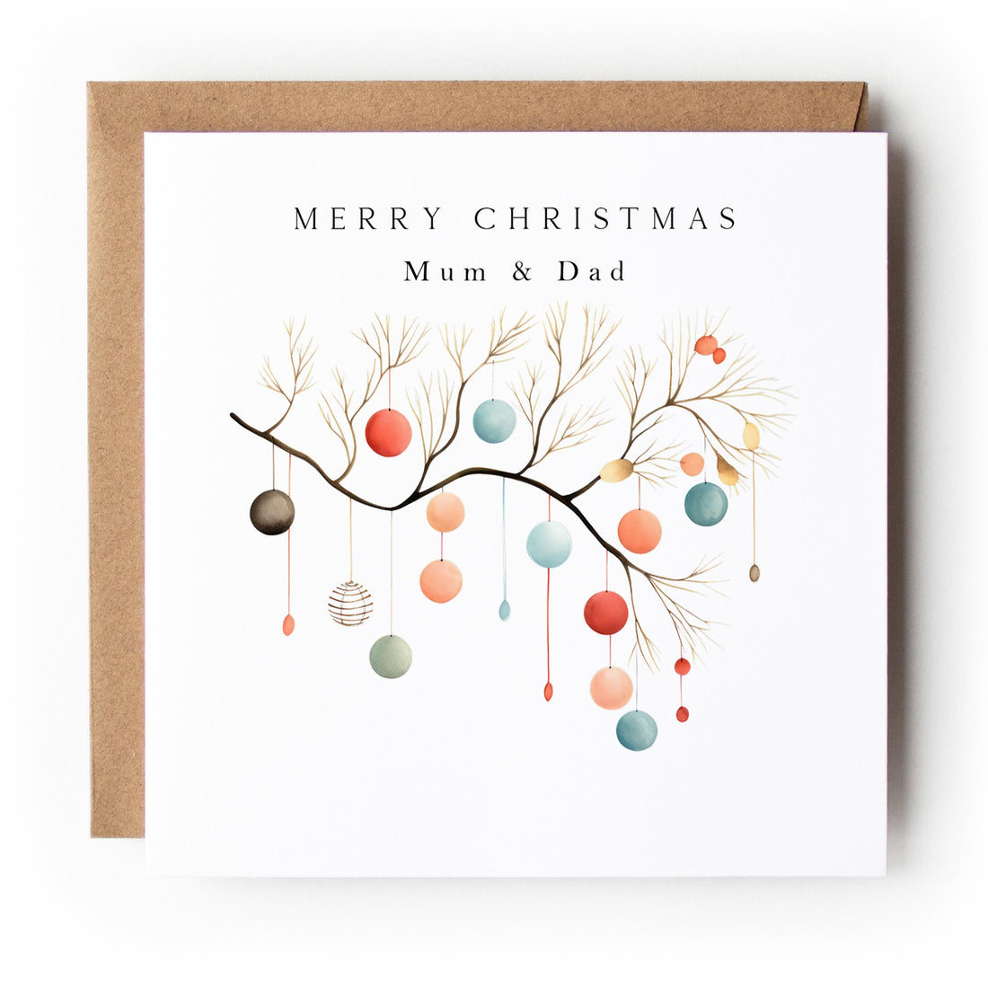 Baubles On branch Personalised Christmas Card