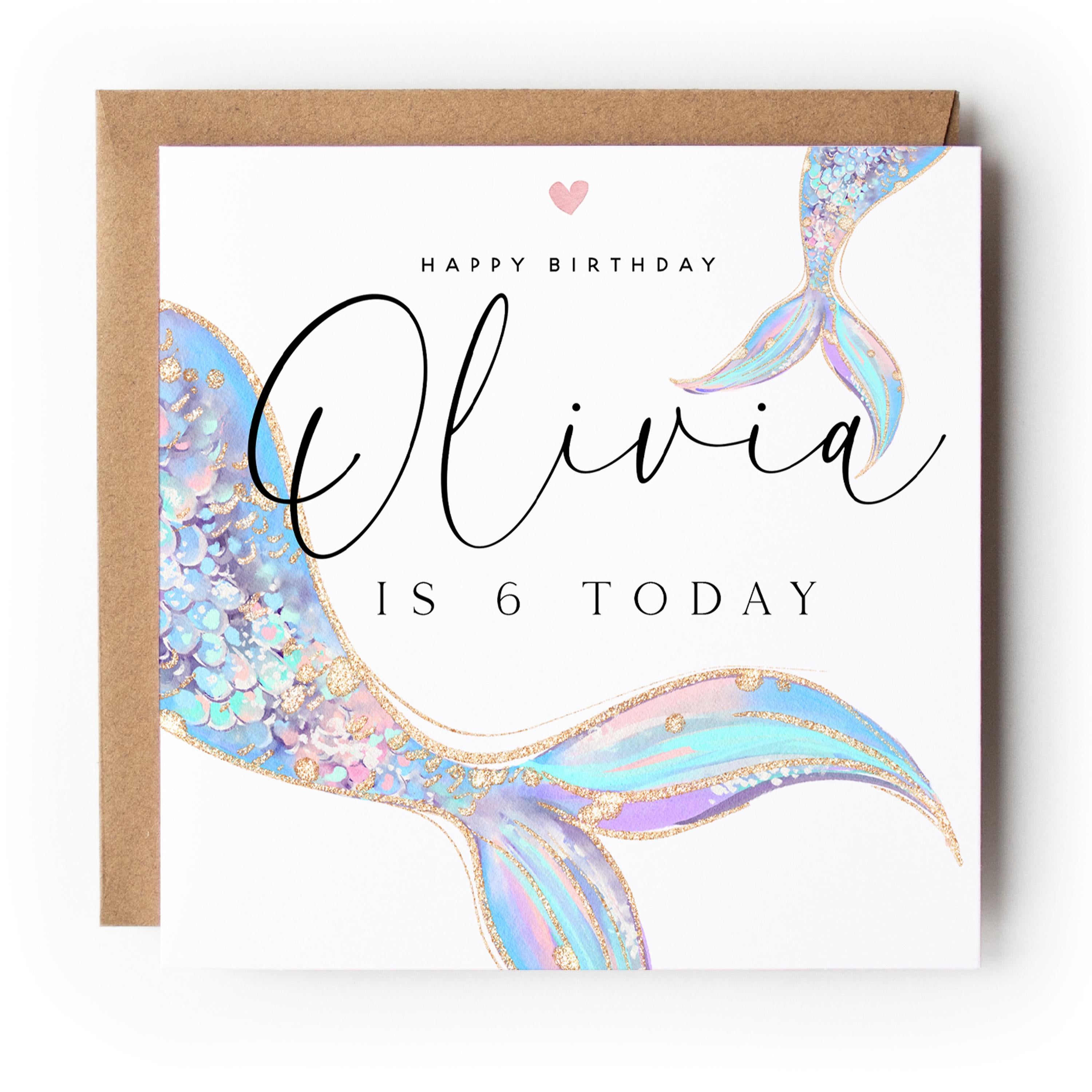Personalised Mermaid Tail Birthday Card
