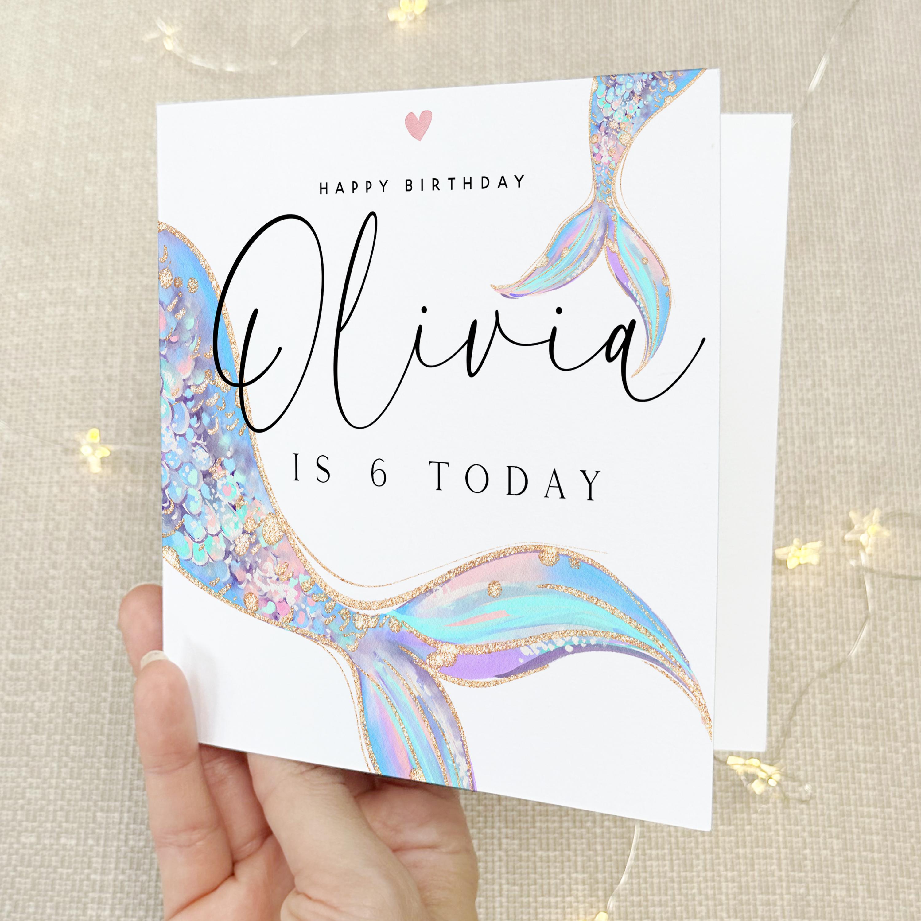 Personalised Mermaid Tail Birthday Card
