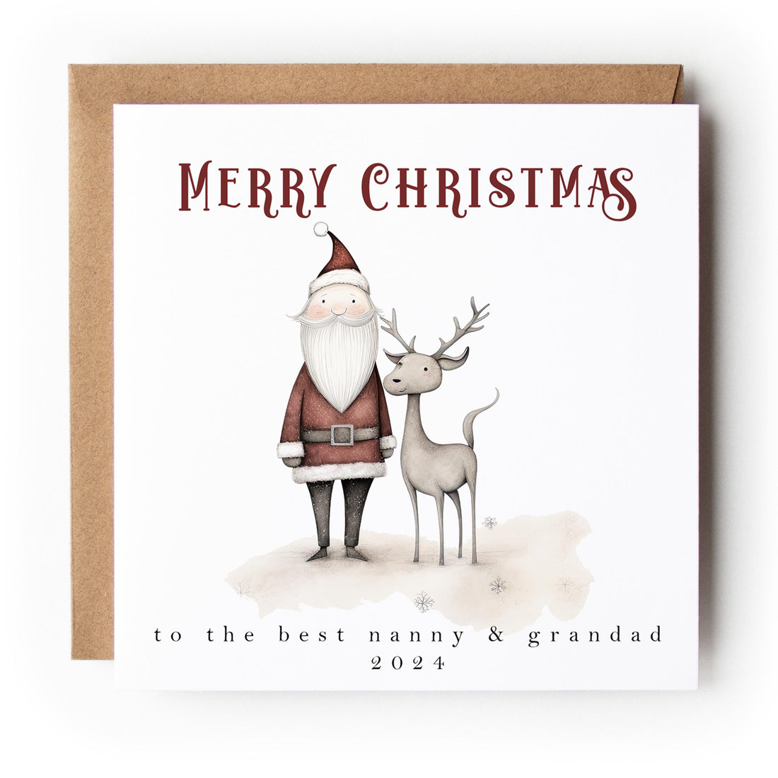 Whimsical Santa & Reindeer Personalised Christmas Card