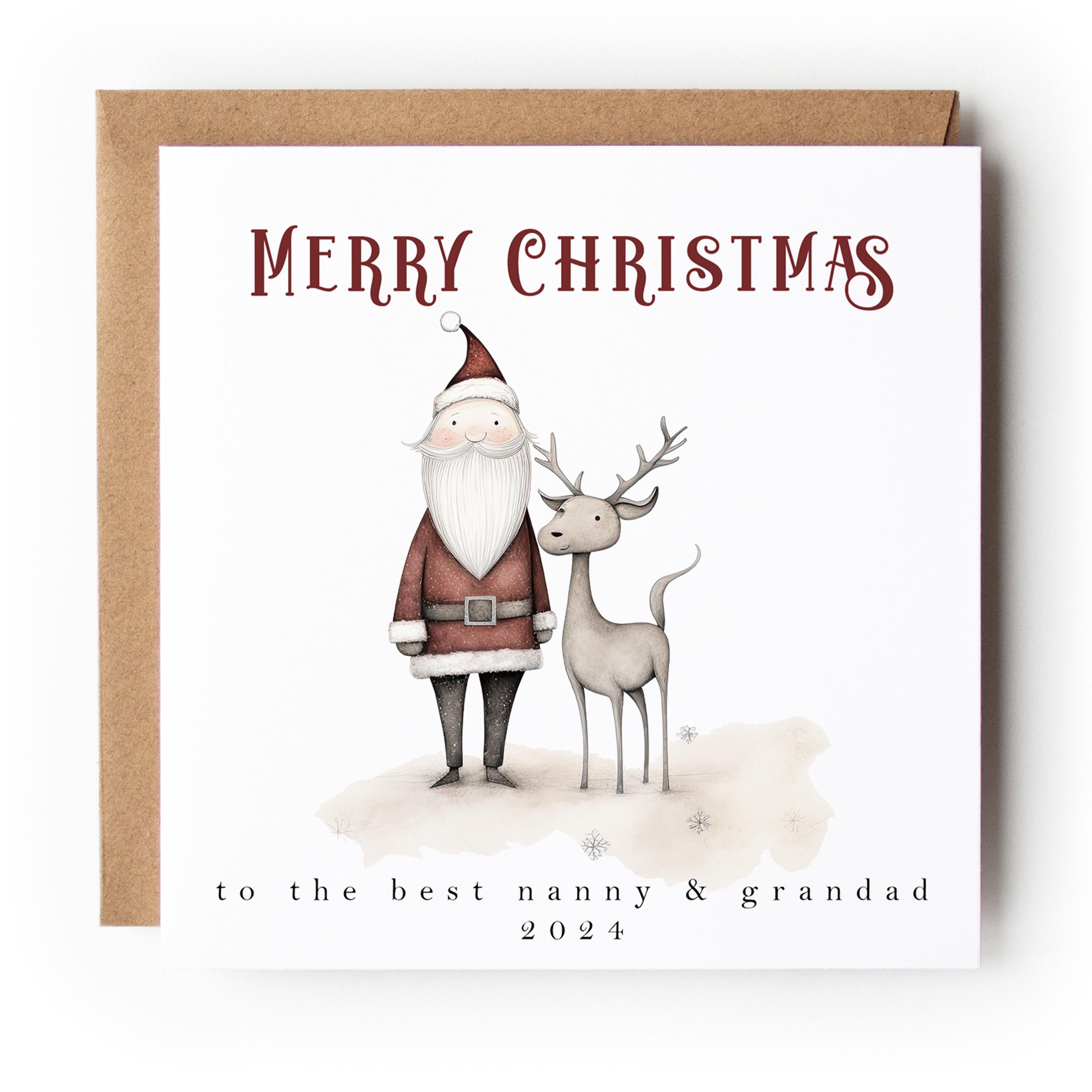 Whimsical Santa & Reindeer Personalised Christmas Card