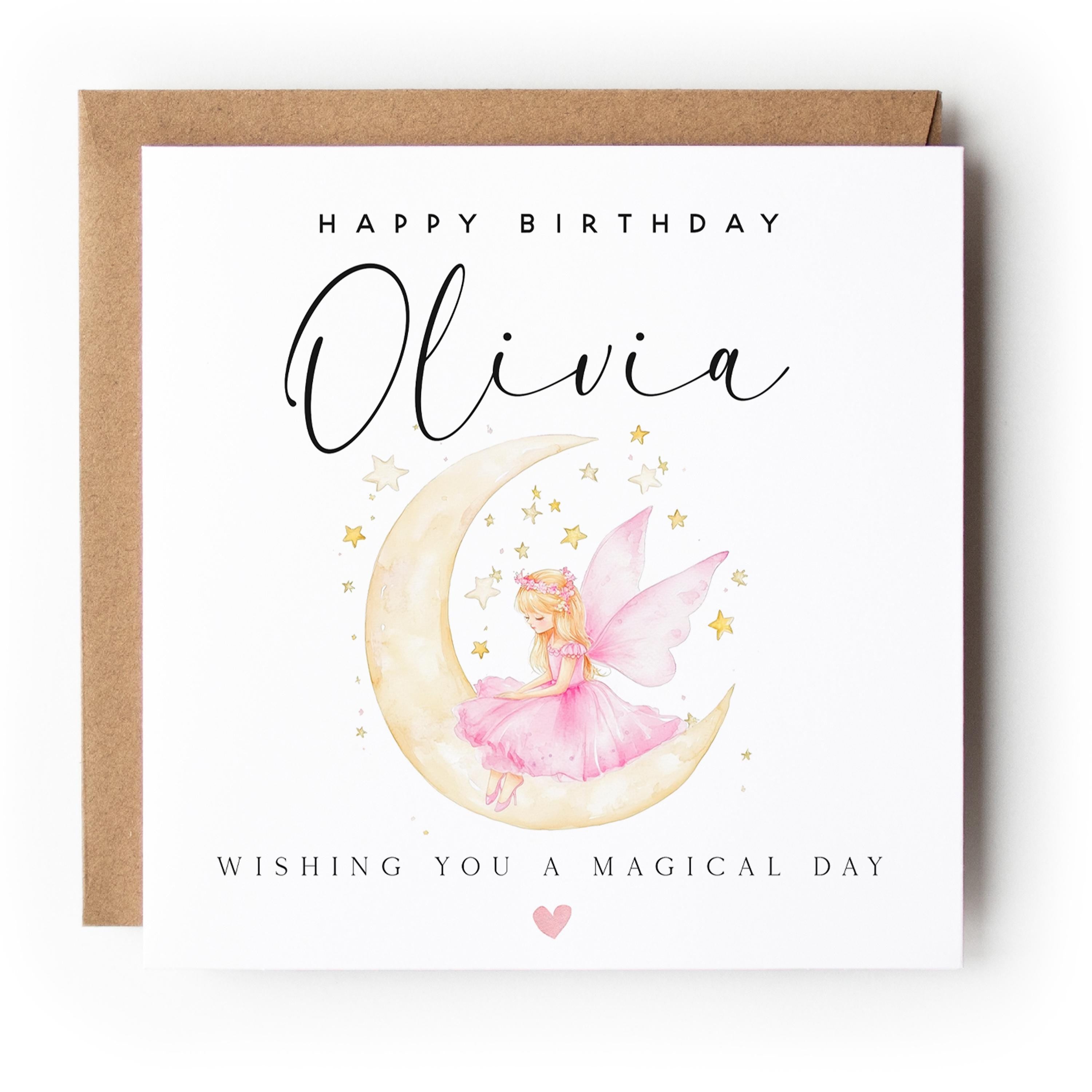 Personalised Fairy Moon Birthday Card