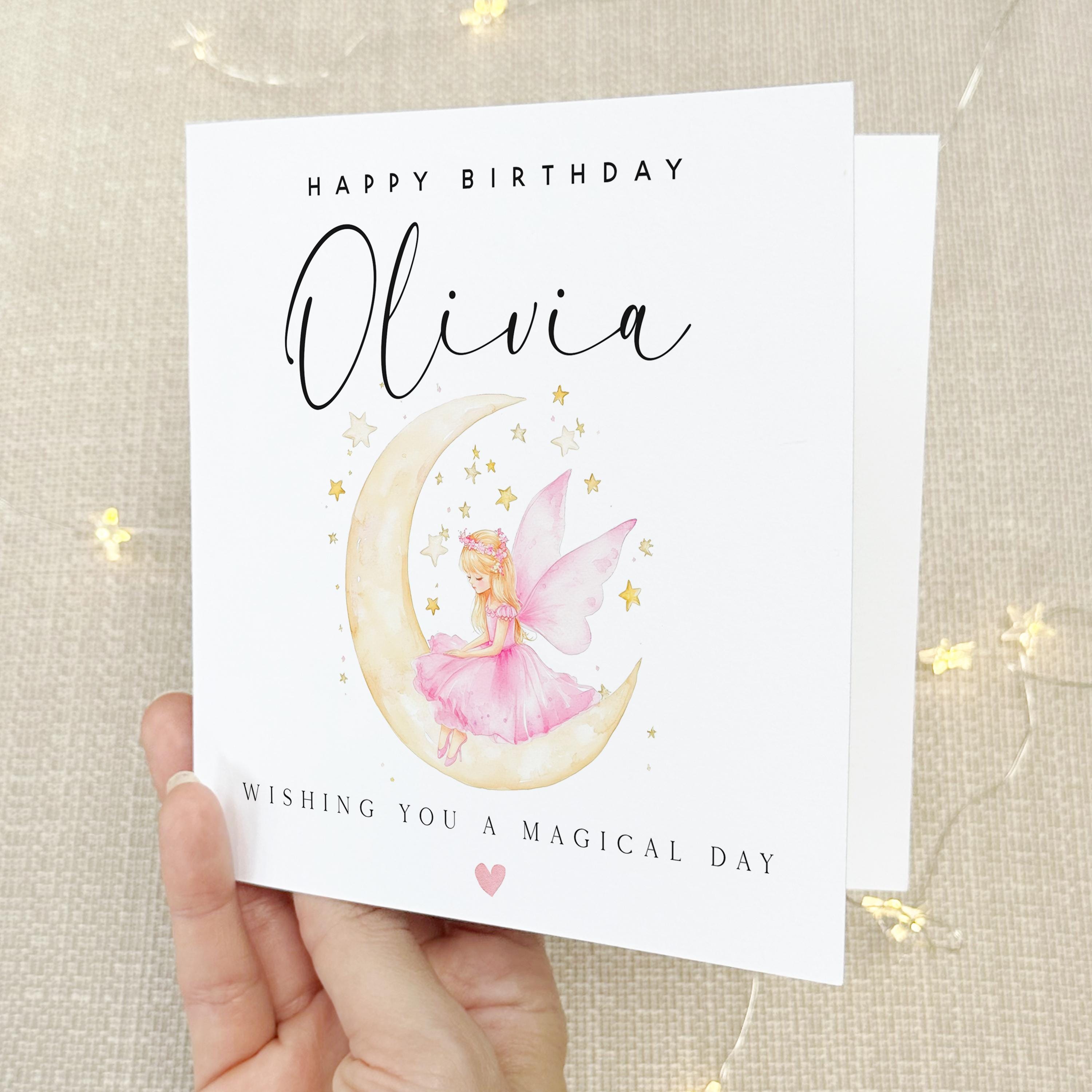 Personalised Fairy Moon Birthday Card