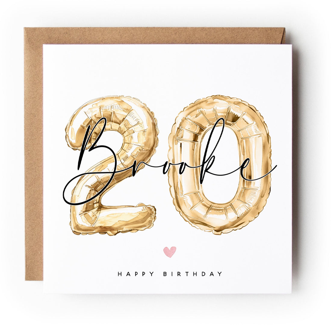 Personalised 20th Gold Watercolour Balloon Birthday