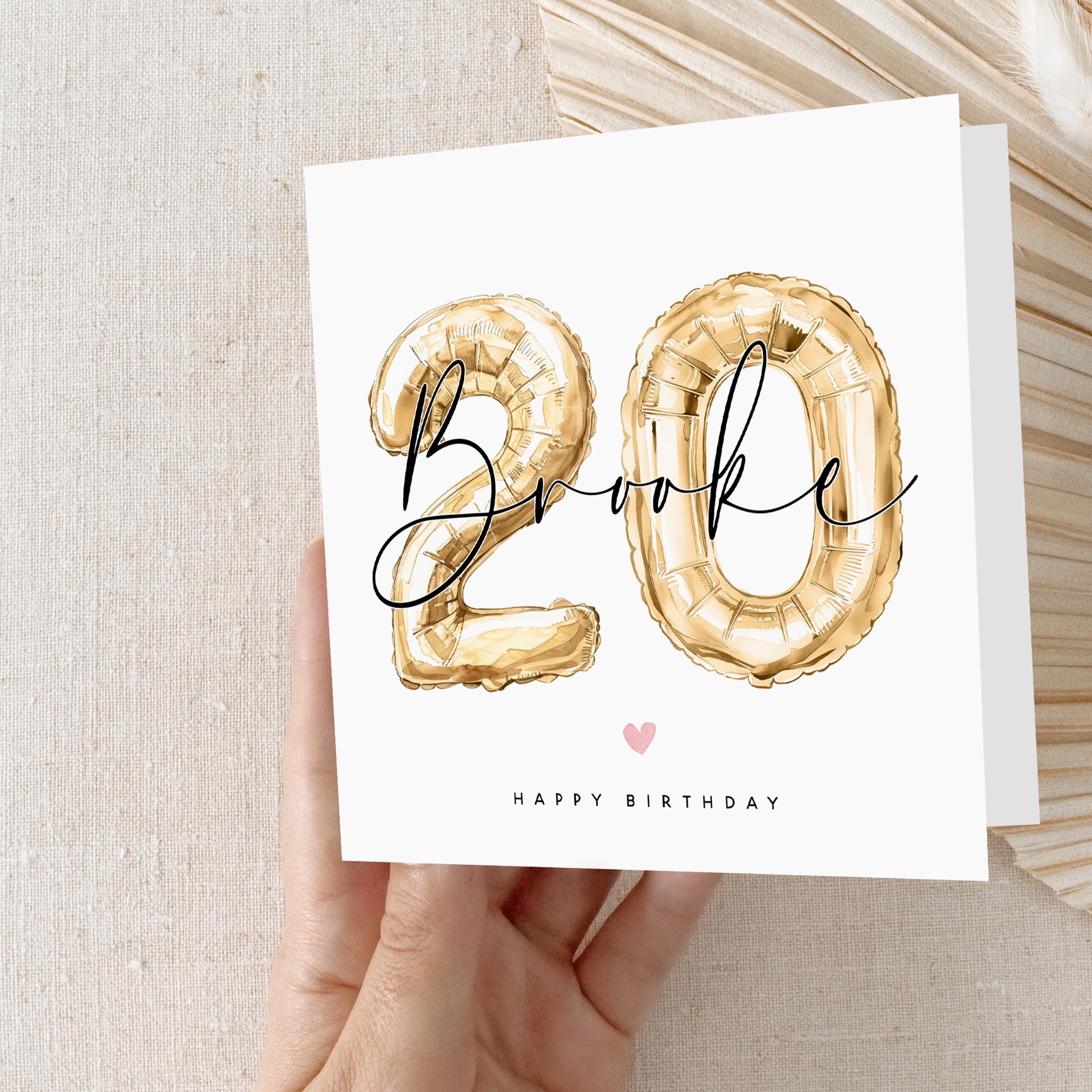 Personalised 20th Gold Watercolour Balloon Birthday