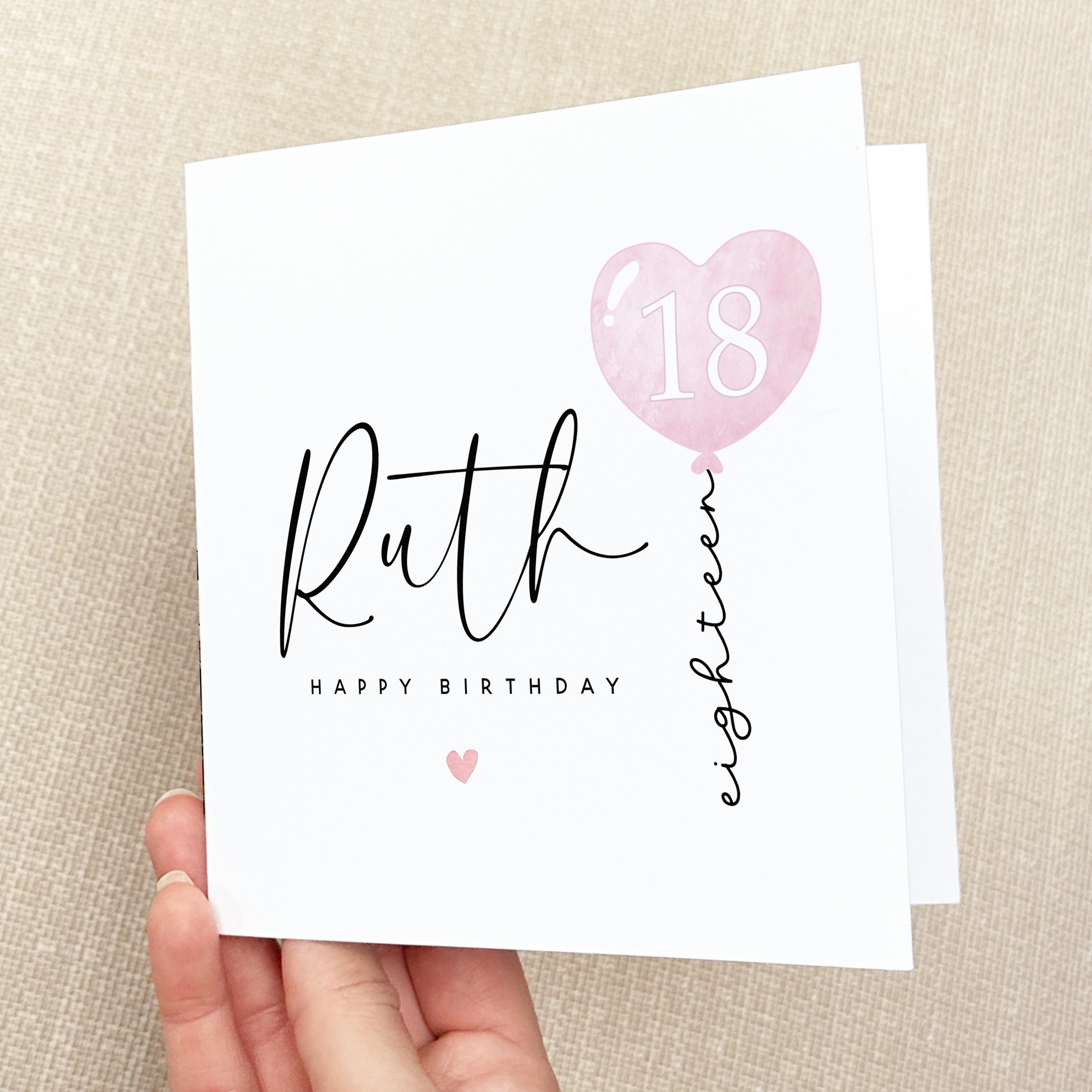 Personalised Script & Balloon 18th Birthday Card