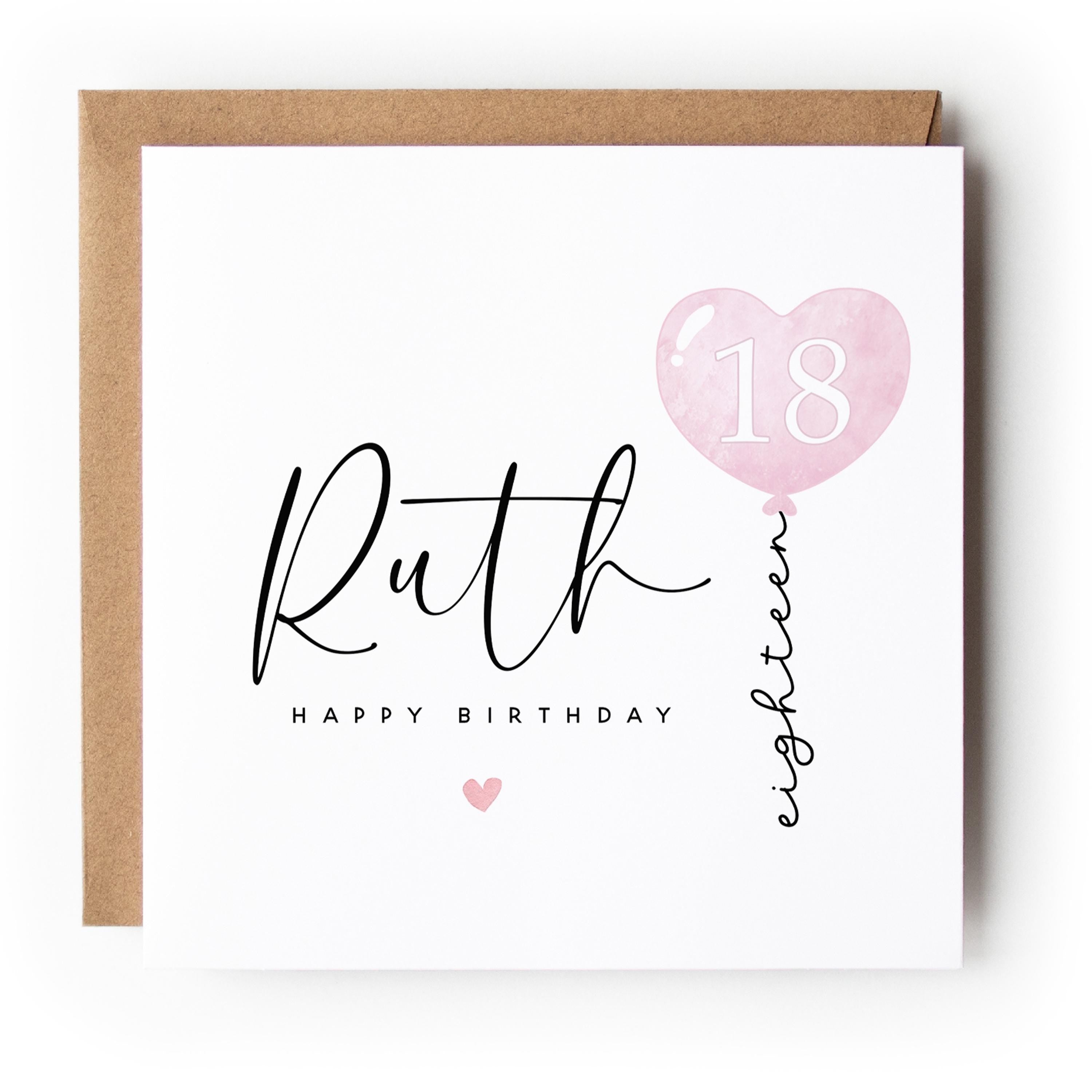 Personalised Script & Balloon 18th Birthday Card