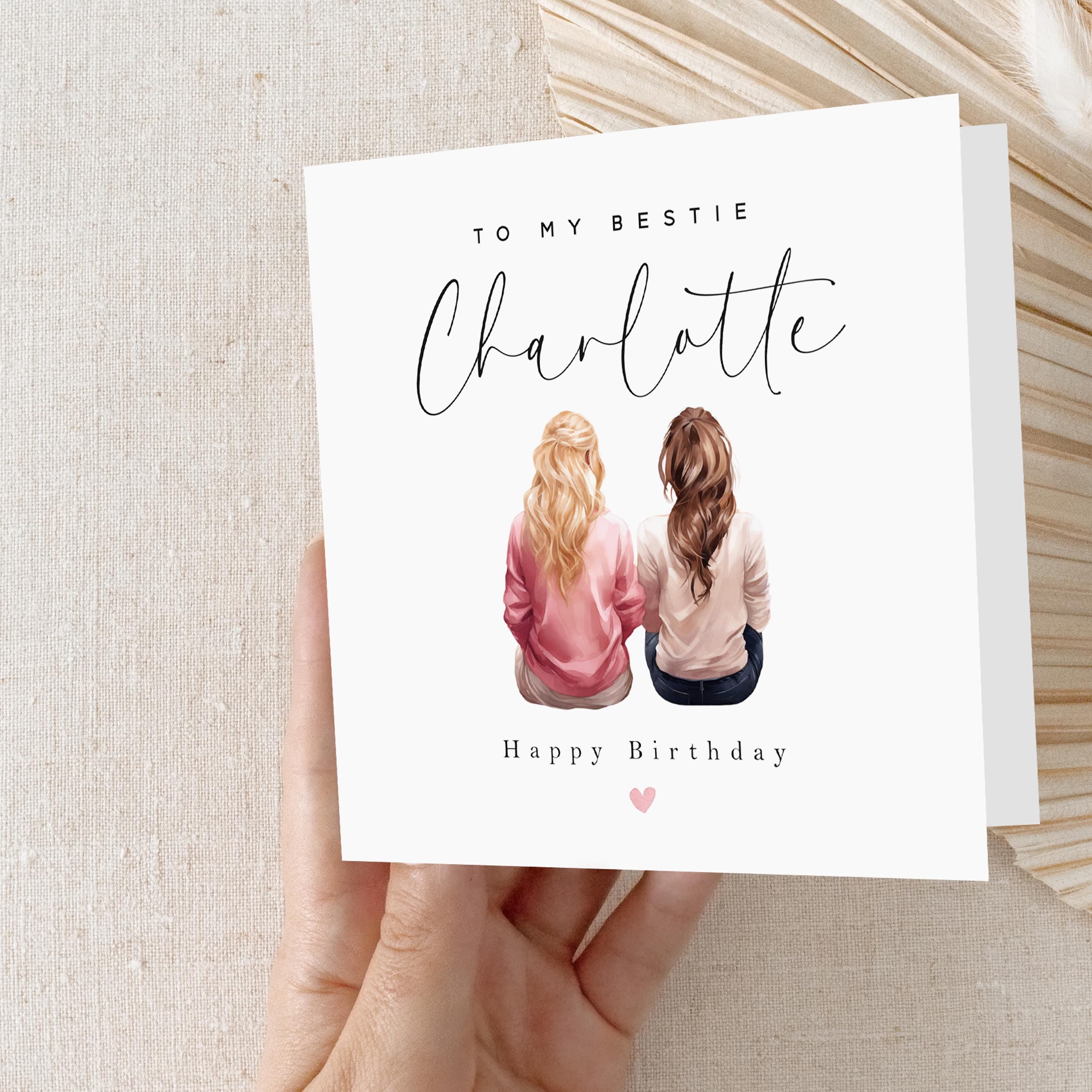 Personalised Bestie Card, Card For Best Friend, Happy Birthday Card For Bestie, Best Friend Birthday Gift, For Her, Kraft Envelope Included