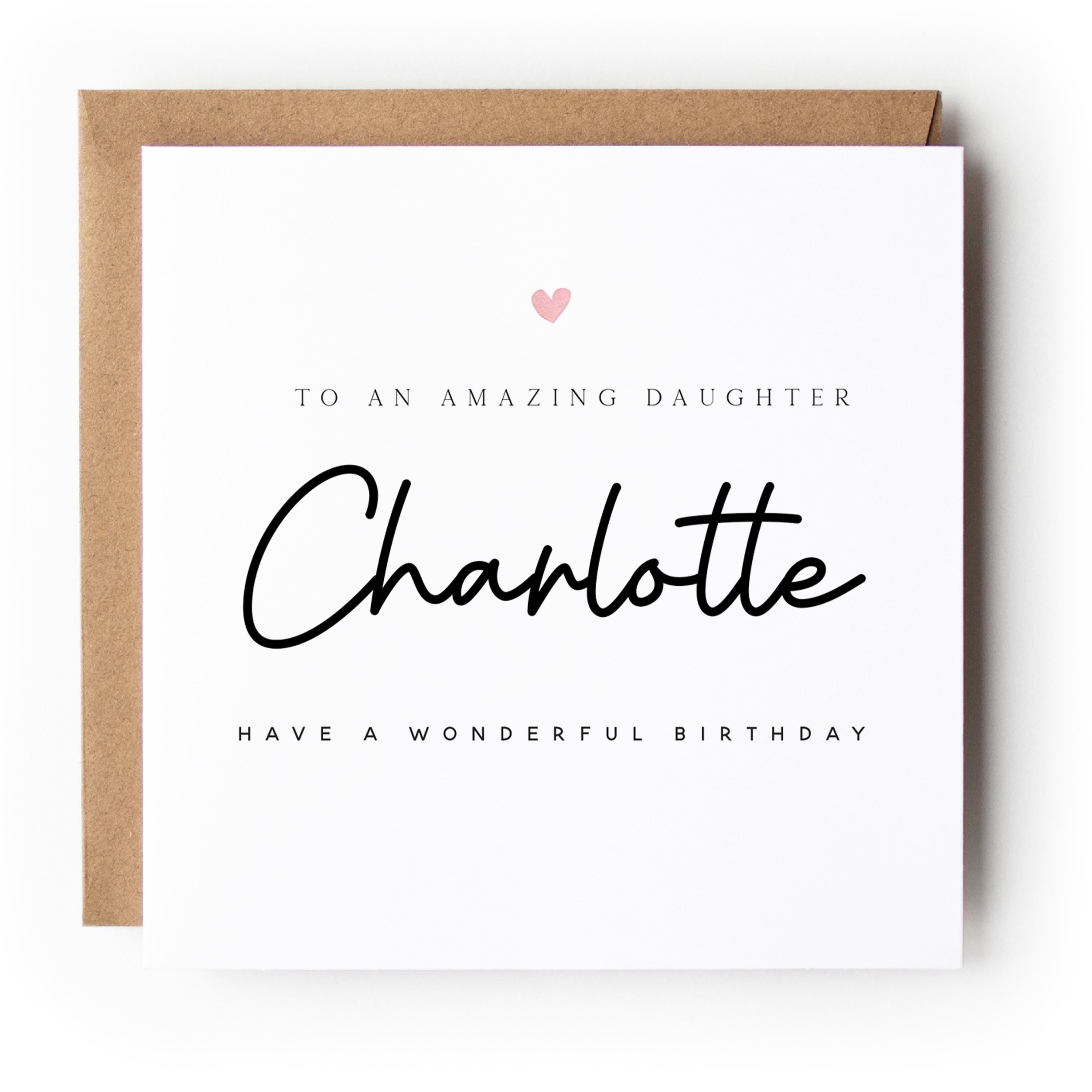 Birthday Card For Daughter, Personalised Birthday Card, Birthday Card For Her, Daughter Birthday Gift, Minimal Pink Heart-Kraft Envelope