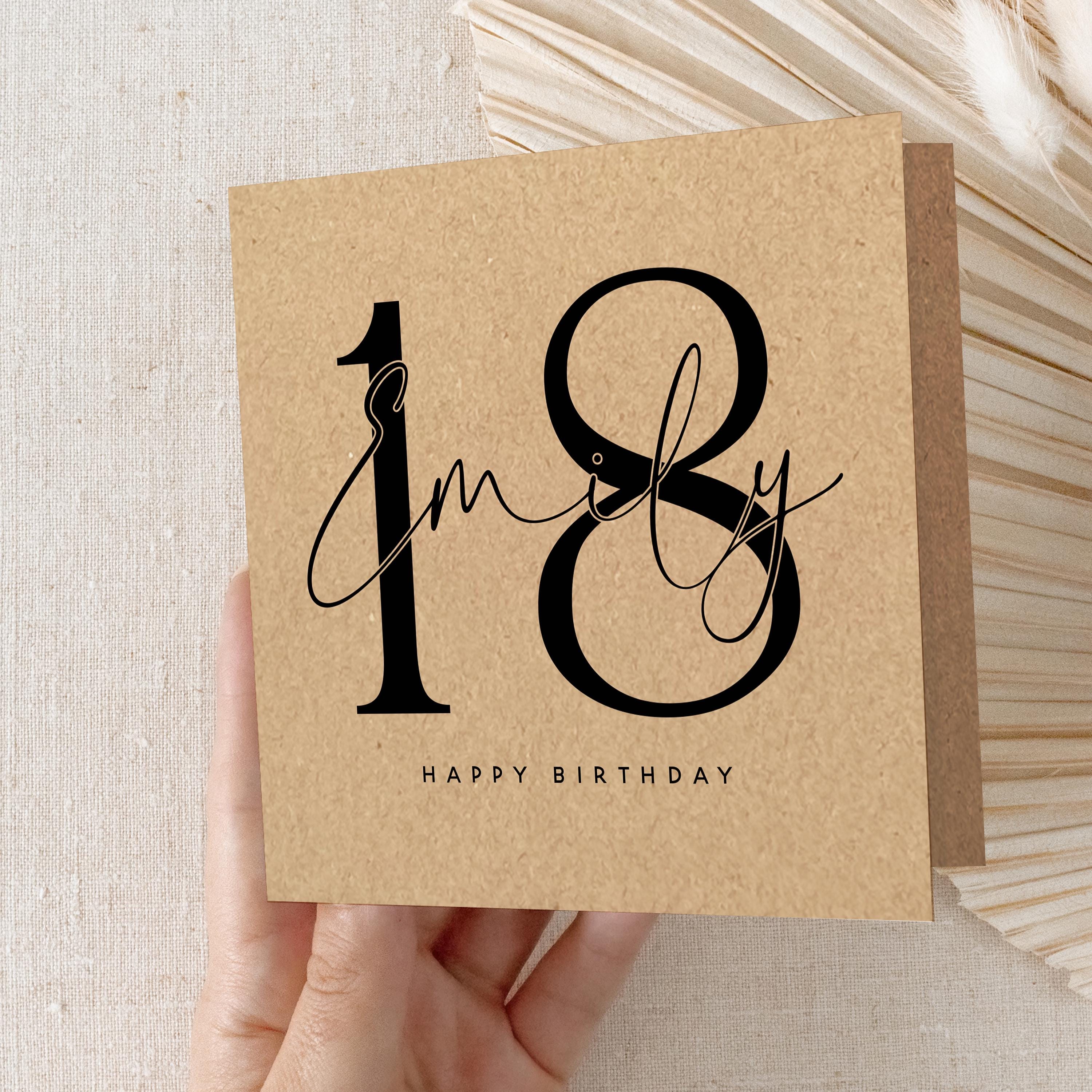 Personalised 18th Birthday Card, Special Milestone Birthday, Eighteenth,Daughter, Granddaughter, Sister, Niece Kraft Birthday Card, Kraft