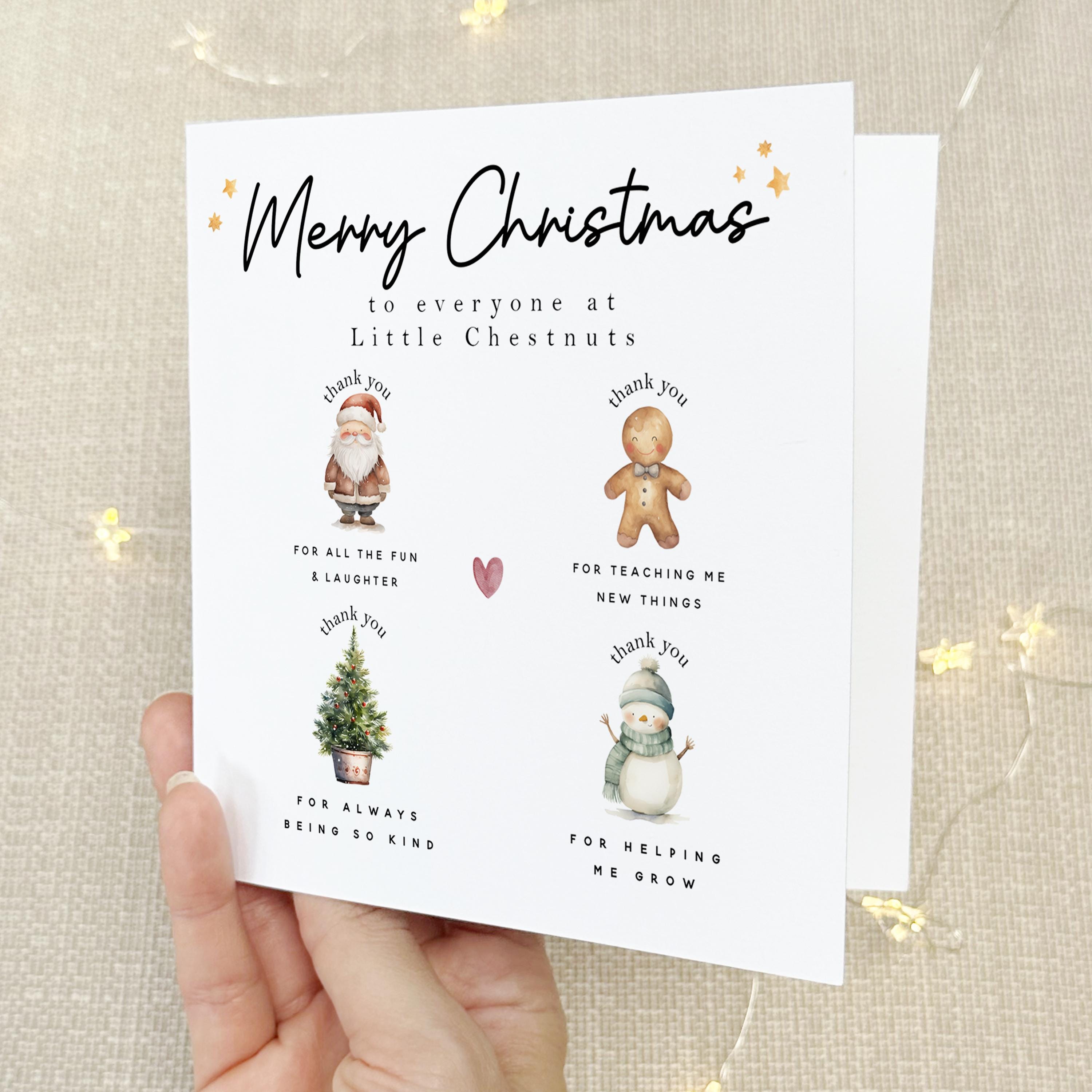 Nursery Christmas Card-Personalised School Christmas Card-Teacher Christmas Card-Nursery Christmas Gift-Teacher Christmas Gift-With Envelope