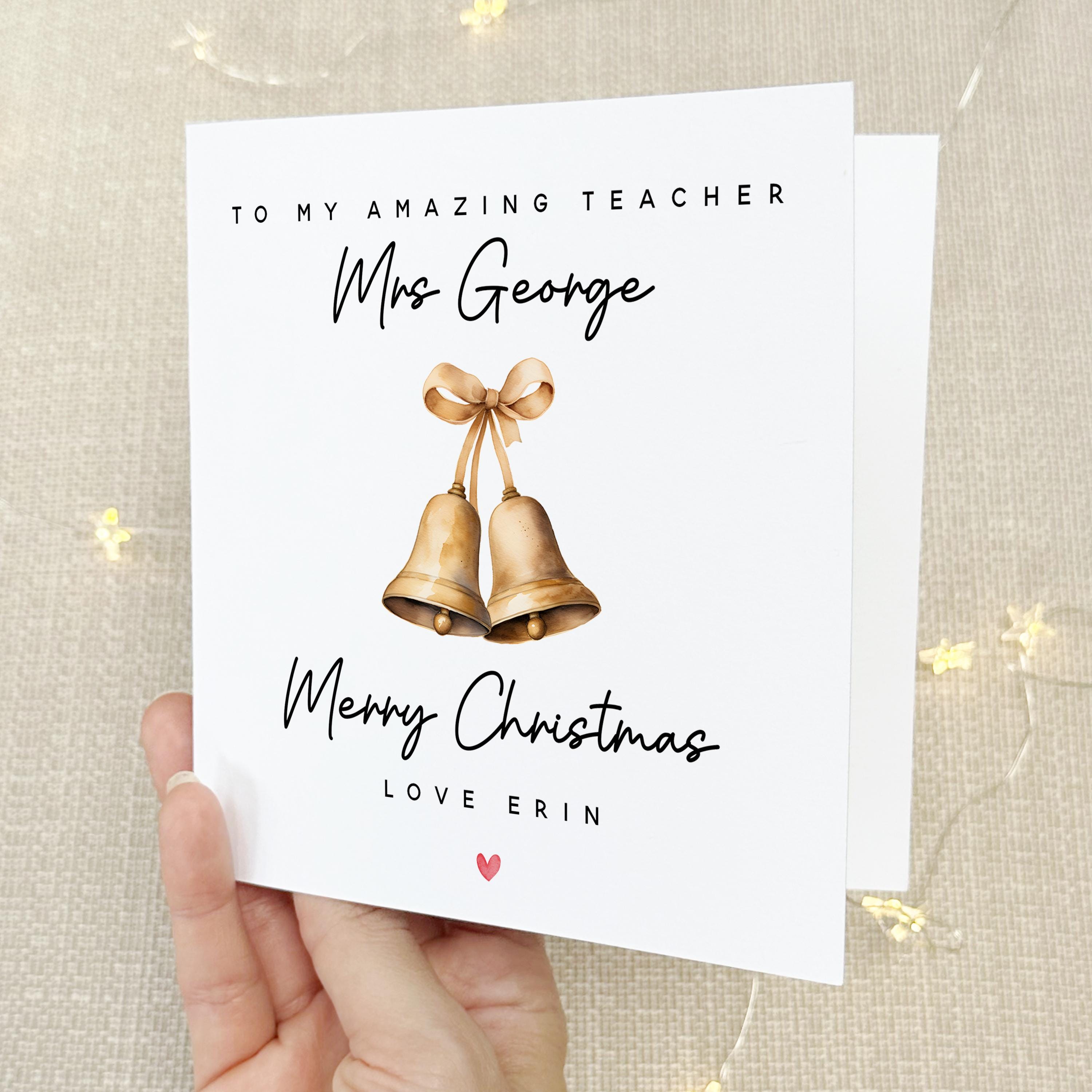 Teacher Christmas Card-Personalised Christmas Card-Christmas Card For Teacher-School Christmas Card-Teacher Christmas Gift-Xmas Card Bell