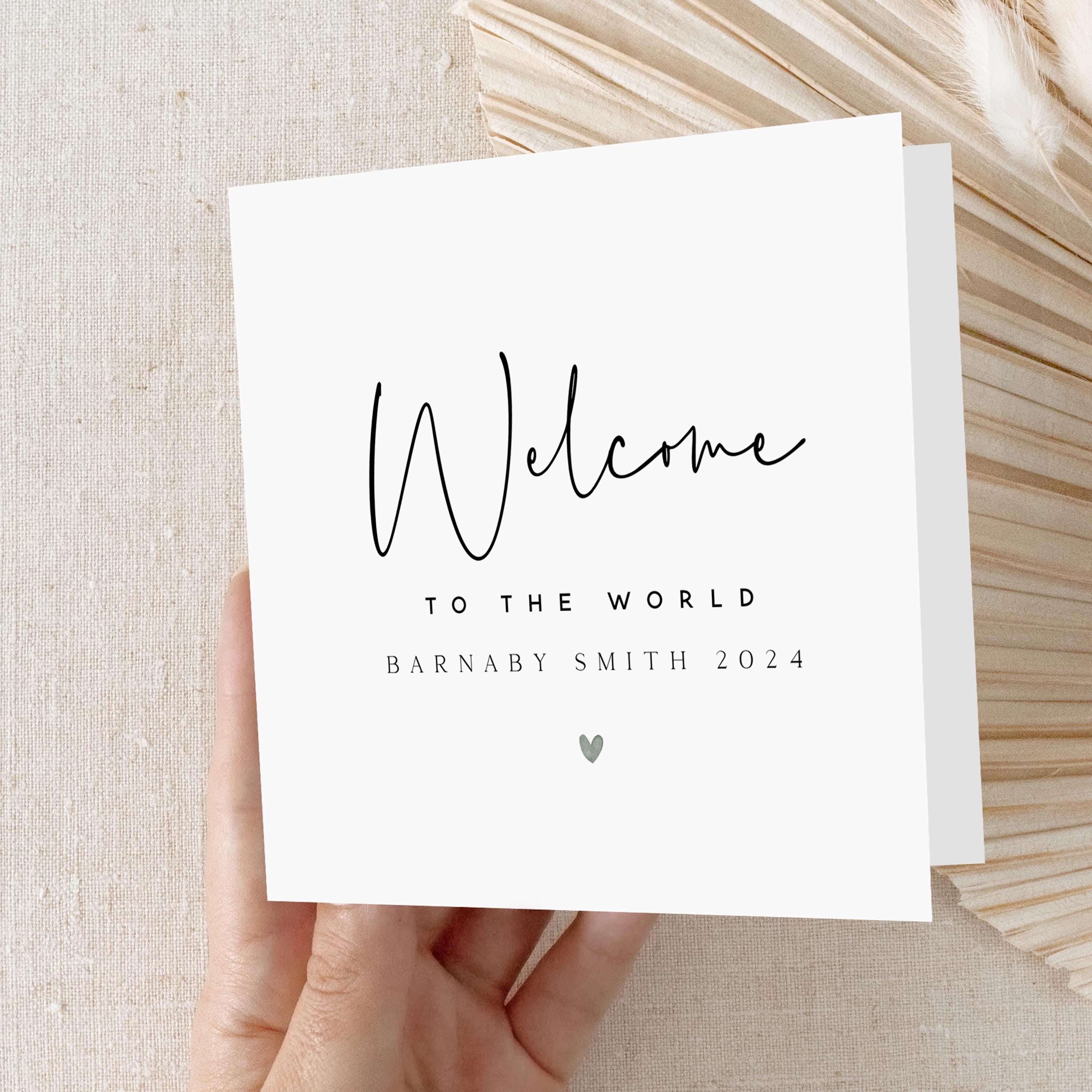 Personalised New Baby Card, Welcome To The World Card, Boy Or Girl, New Baby Card, Congratulations New Parents, Kraft Envelope Included