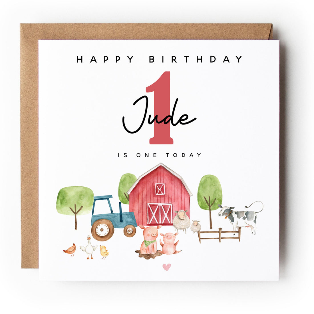 Personalised 1st Birthday Card, Special Milestone Card, First Birthday Card For Son, Nephew, Grandson ,One Year Old Birthday-Farm Animals