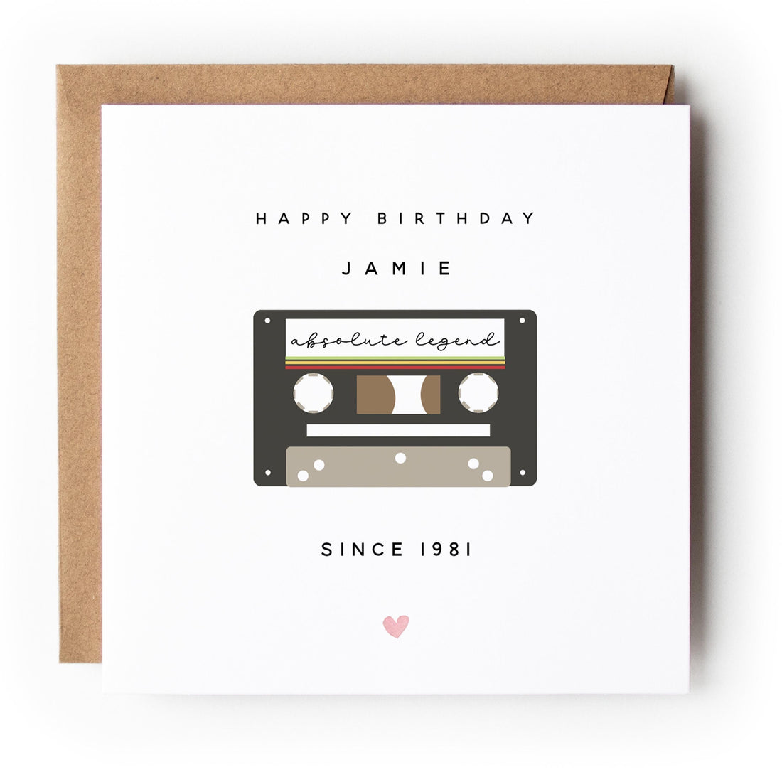 Birthday Card-Personalised Happy Birthday Card-Retro Cassette Tape-Boyfriend Girlfriend Wife Husband Card-Card For Friend-Him Her-Kraft Card
