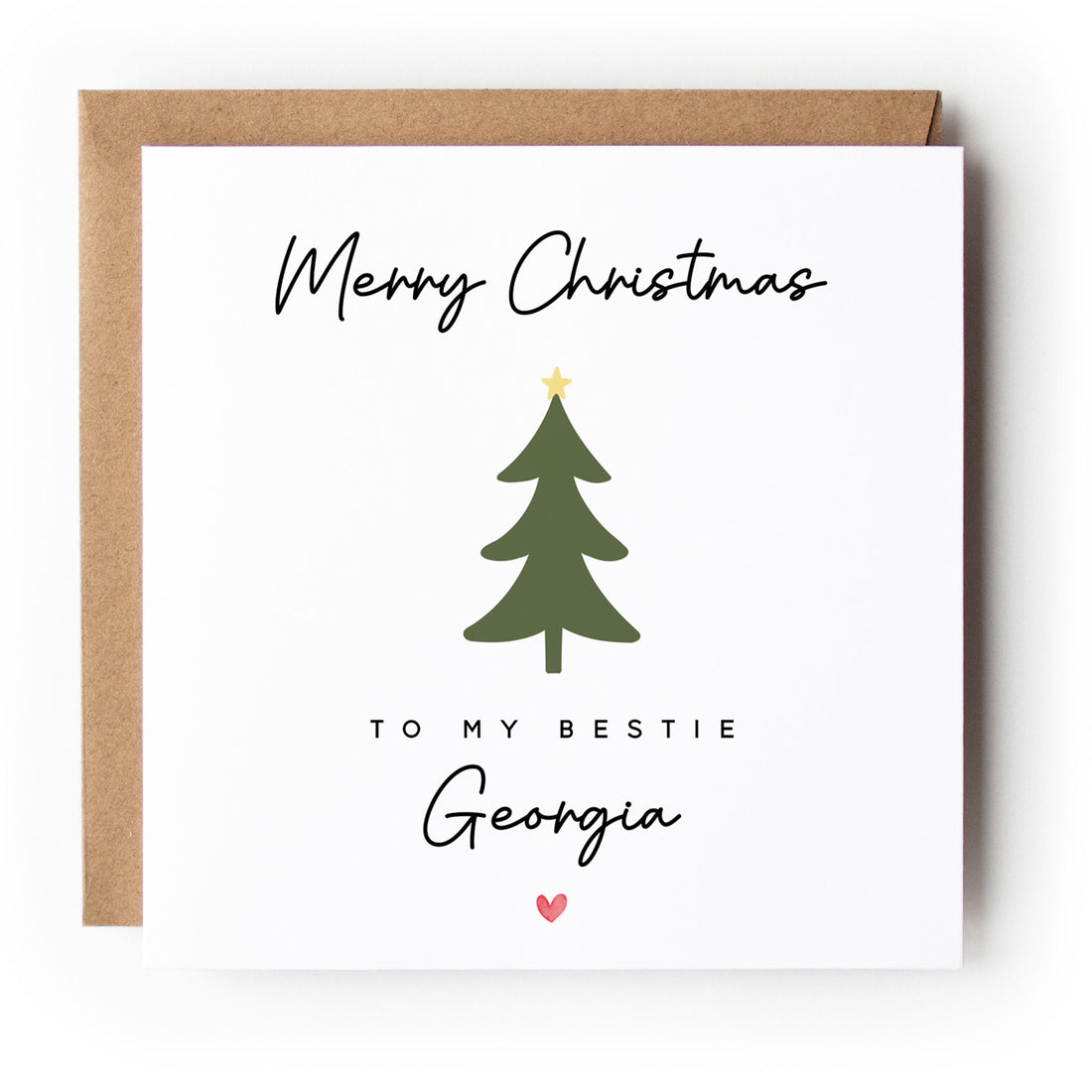 Bestie Christmas Card-Personalised Christmas Card For Best Friend-Christmas Tree Design-Christmas Gift For Best Friends-Christmas Greetings