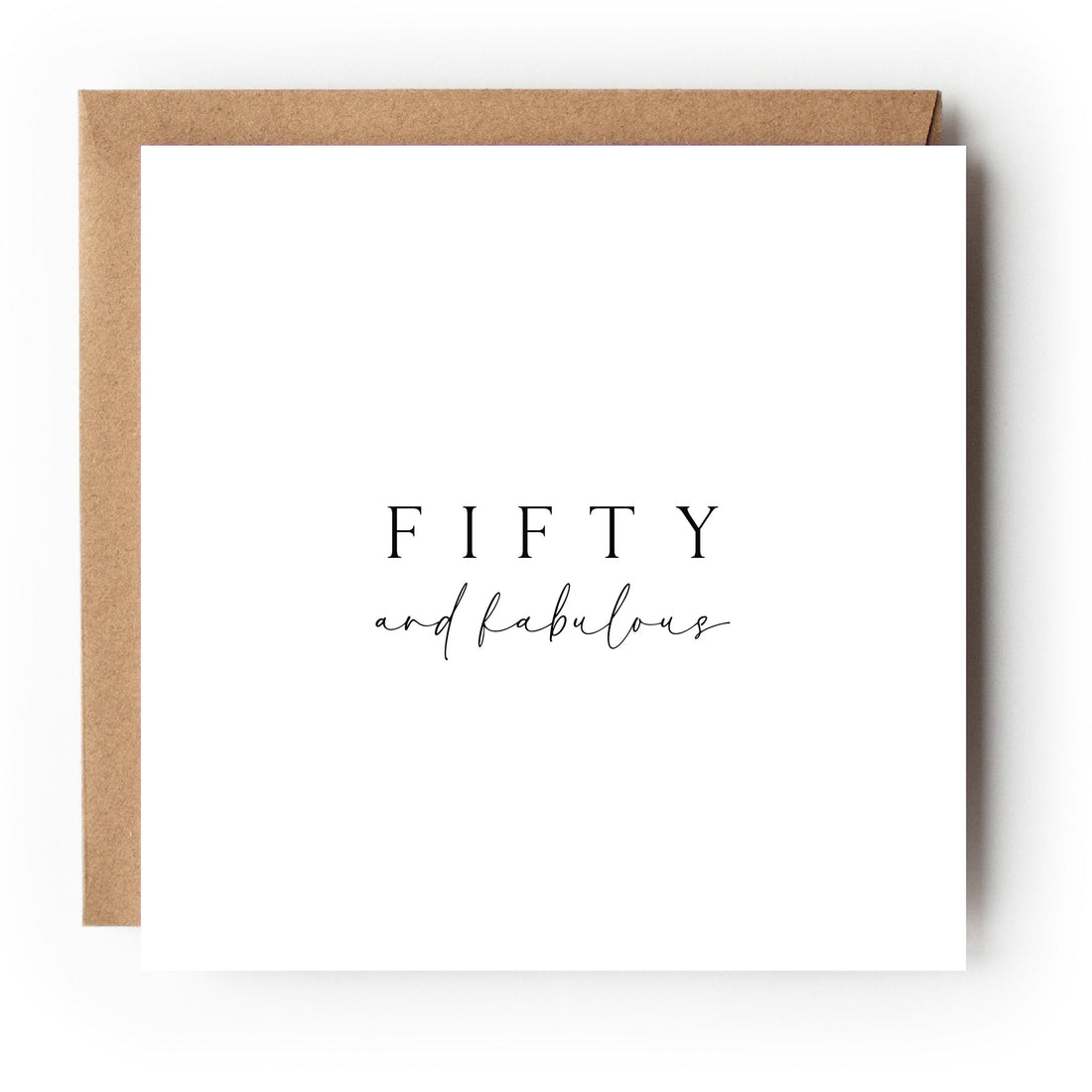 50th Birthday Card, Special Milestone Card, Birthday For Daughter, Wife, Friend 50 Black & White Chic Minimal-Kraft Envelope