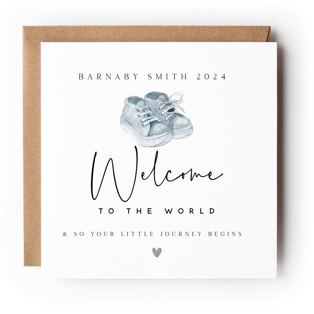 Personalised New Baby Boy Card, Welcome To The World Card, Newborn Boy, It&