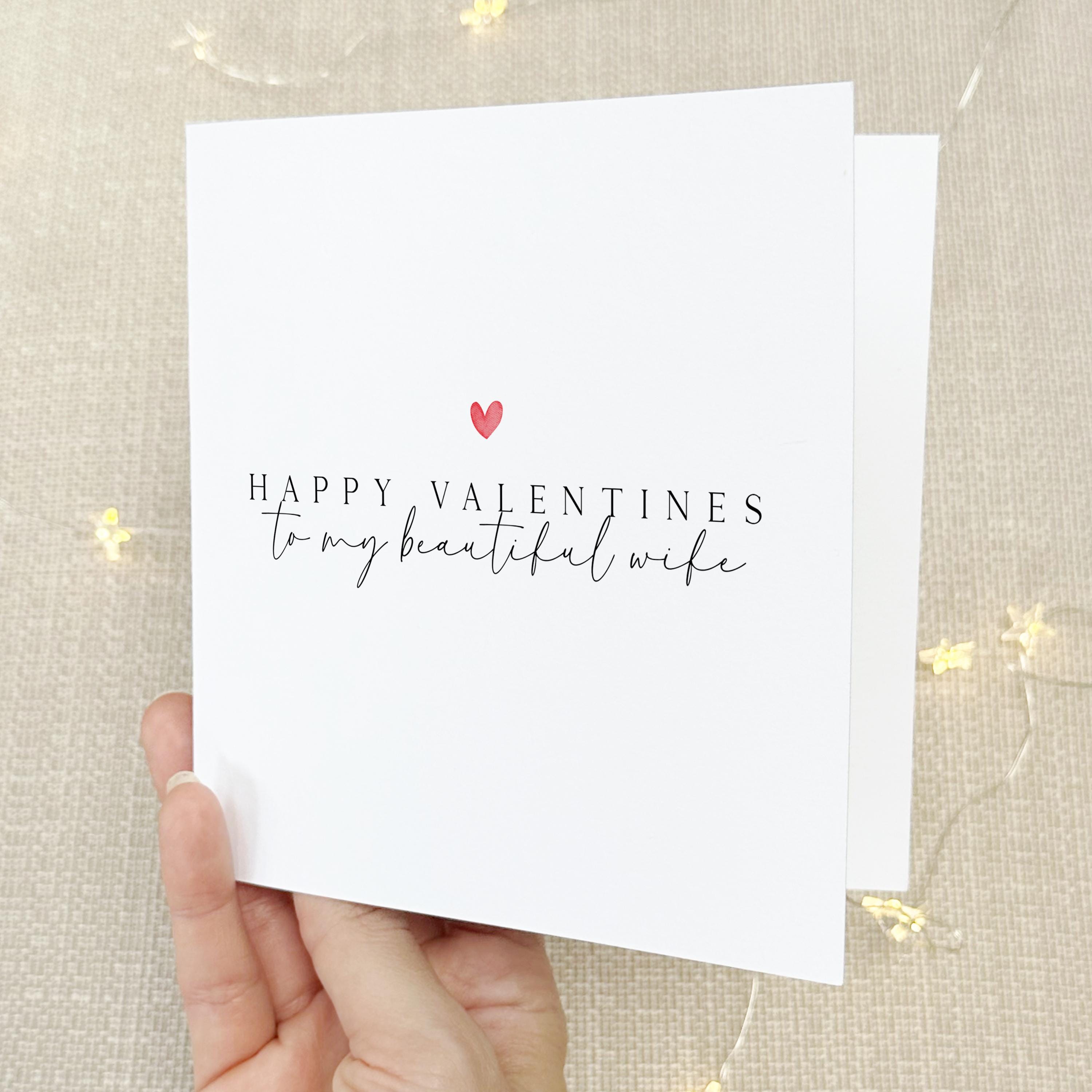 Valentines Day Card To Wife, Minimal Design, Perfect For Wife, For Her, Valentines Gift, Valentine Kraft Envelope 6x6 Handmade To Order