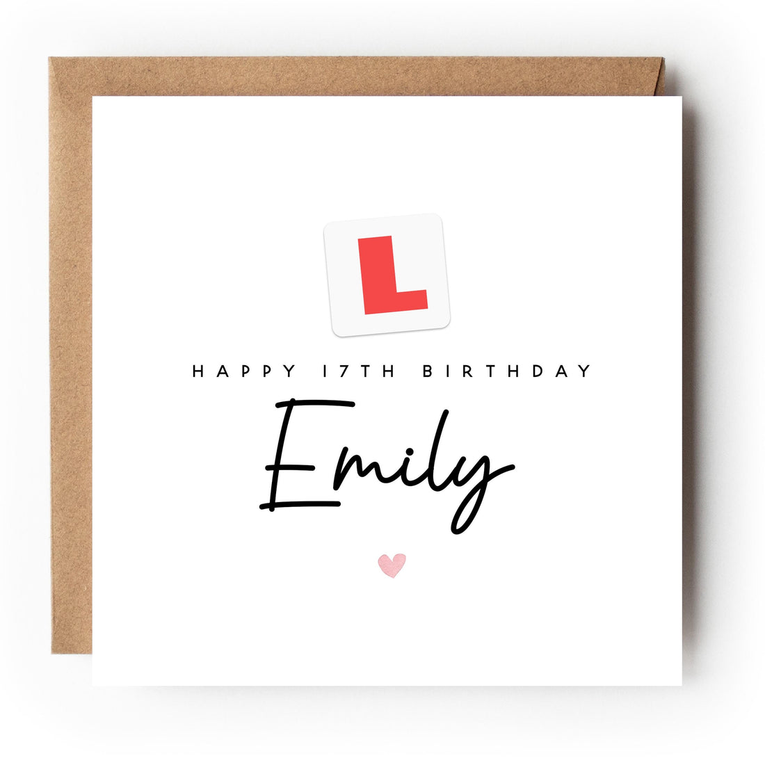 17th Birthday Card Personalised, Milestone Birthday, Seventeenth, Daughter, Granddaughter, Son, Grandson Niece Birthday Card, Kraft Envelope