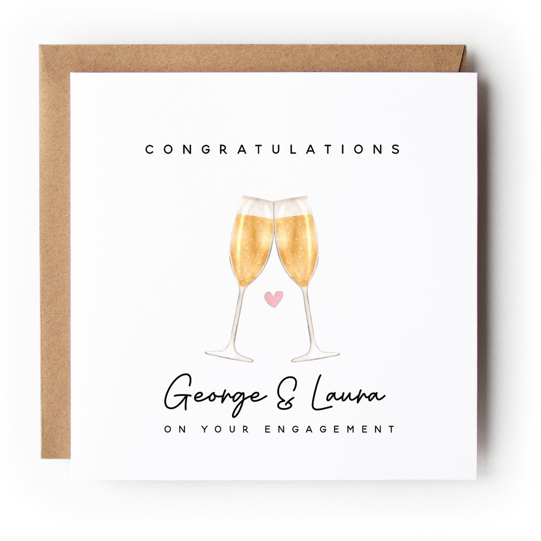 Engagement Card Personalised , Congratulations on Your Engagement, Engagement Keepsake Gift, Congrats Card, 6 x 6 Card, Kraft Envelope