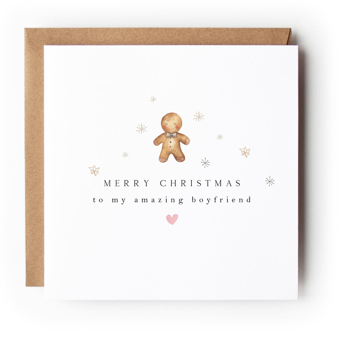 Boyfriend Christmas Card, Christmas Card For Boyfriend, Christmas Gift For Boyfriend, 1st Christmas Together, Gingerbread man,Kraft Envelope