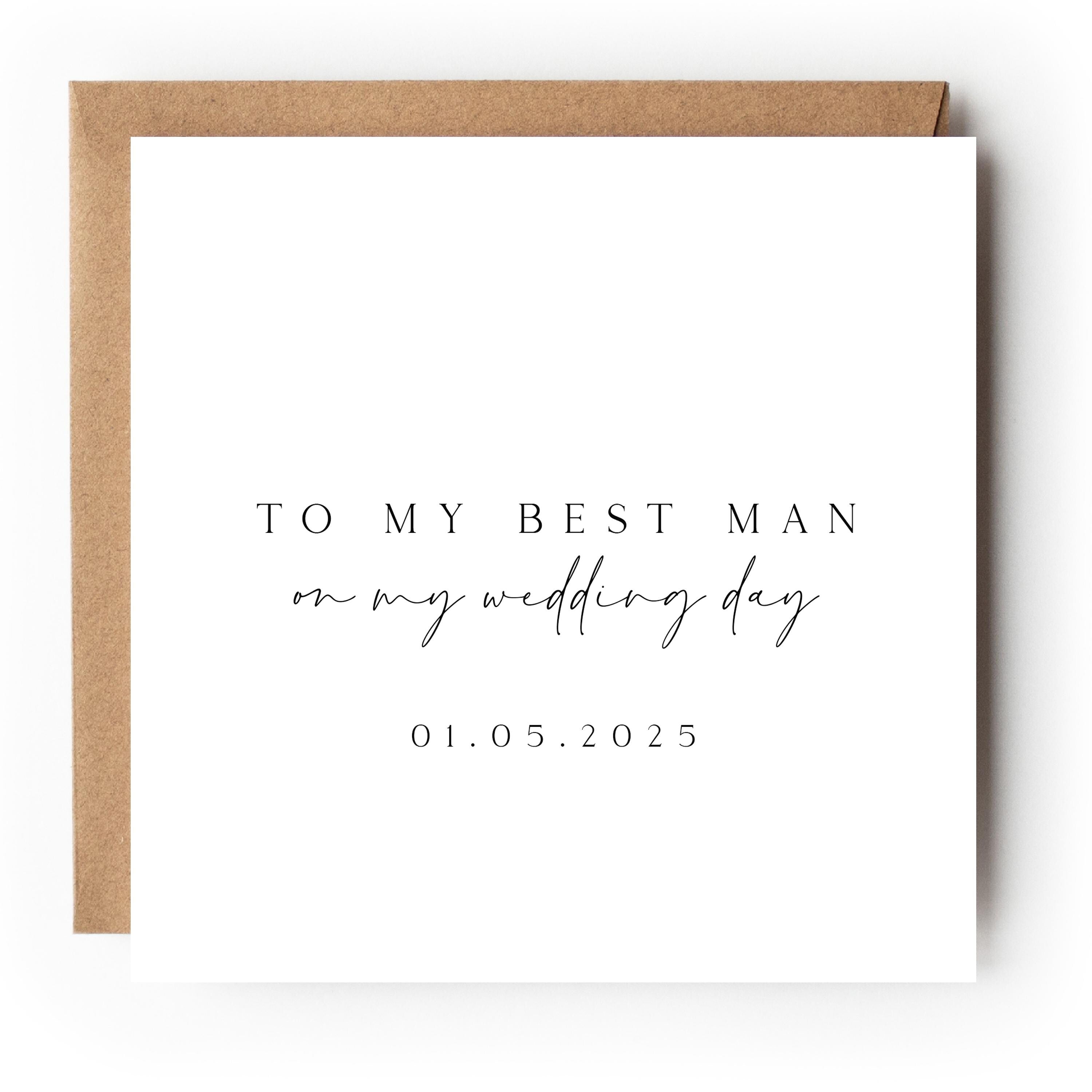 Personalised Best Man Wedding Card, Custom Name Wedding Day Card,To My Best Man, Minimal Wedding Day Keepsake,To The Best Man,Kraft Envelope