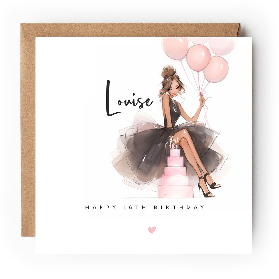 16th Birthday Card, Personalised Special Milestone Birthday, Sixteenth,Daughter,Granddaughter, Sister, Niece Birthday, Girls, Kraft Envelope