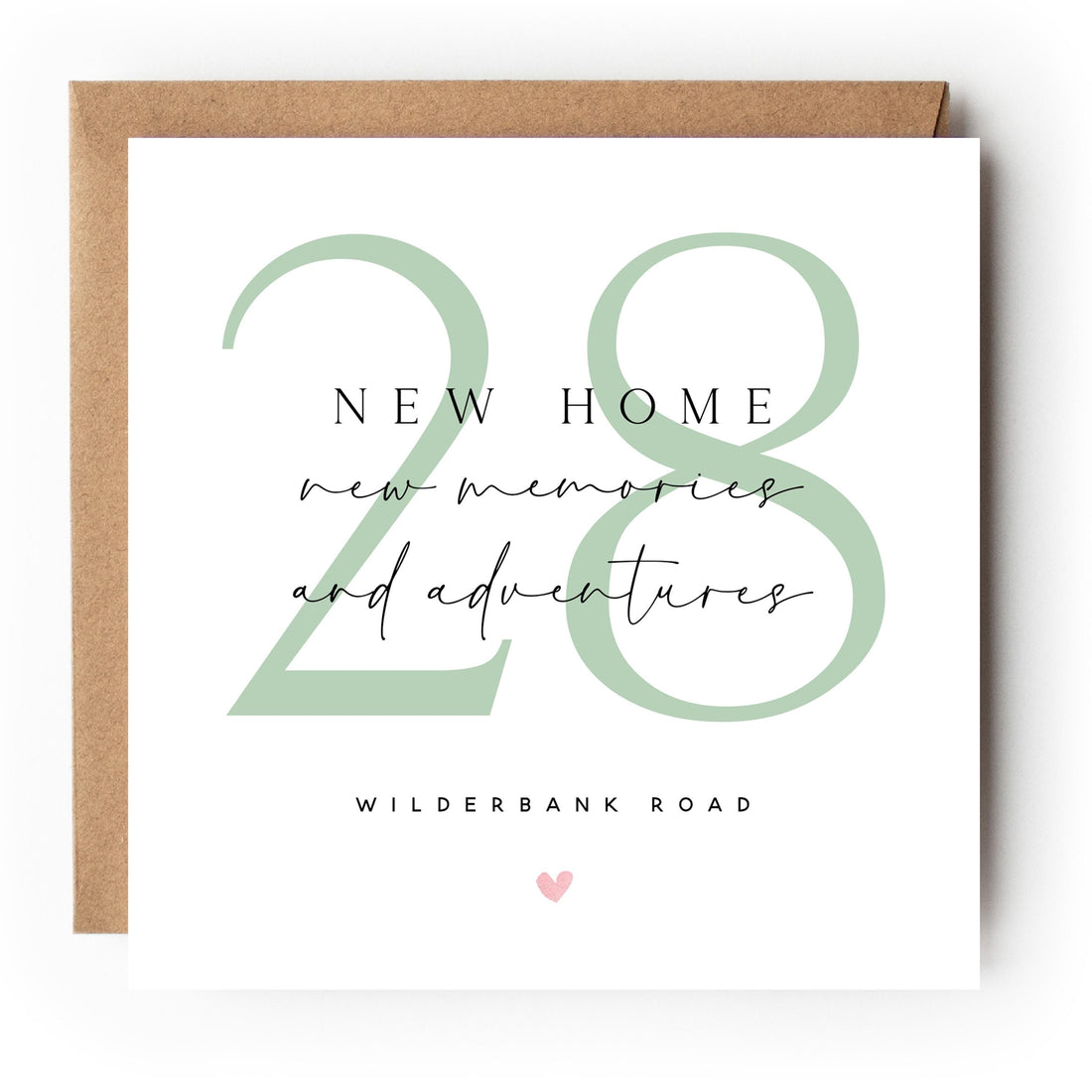 Personalised New Home Card-Housewarming Card-Moving -Welcome -First Home Card-Congratulations New Home Gift-New Memories-Sage House Number