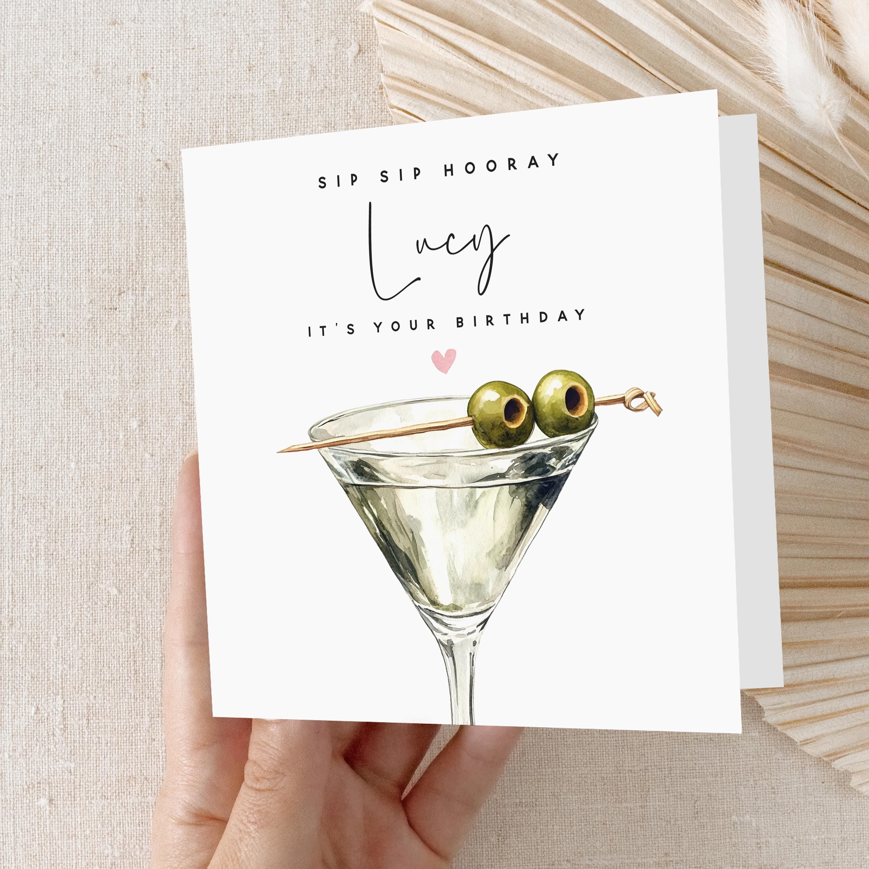 Personalised Birthday Card,Cocktail Martini Card,Card For Daughter,Granddaughter,Sister,21st 30th 40th 50th Birthday Gift,Kraft Envelope