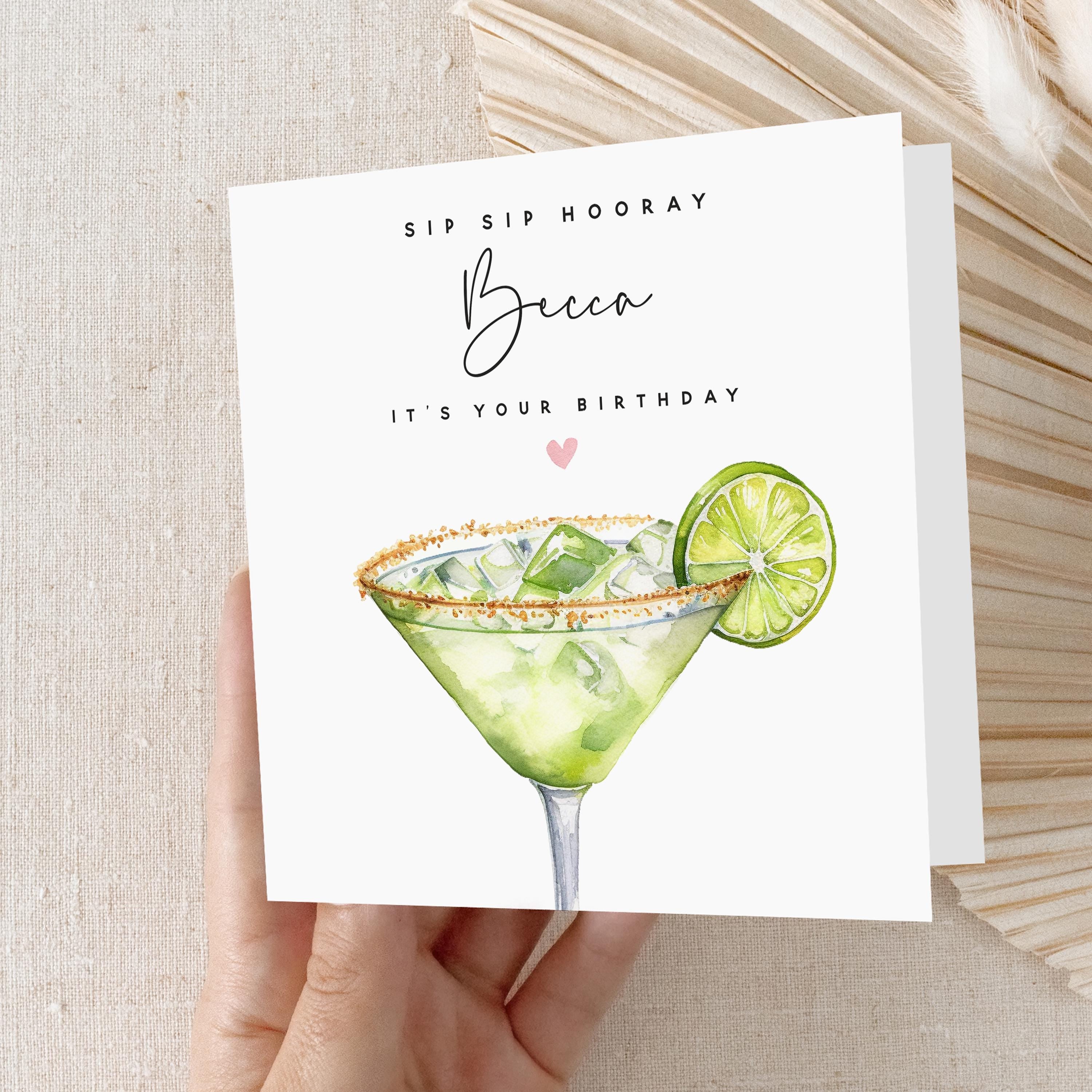 Personalised Birthday Card,Cocktail Margarita Card,Card For Friend,Daughter,Granddaughter,Sister,21st 30th 40th 50th Birthday Gift,Envelope