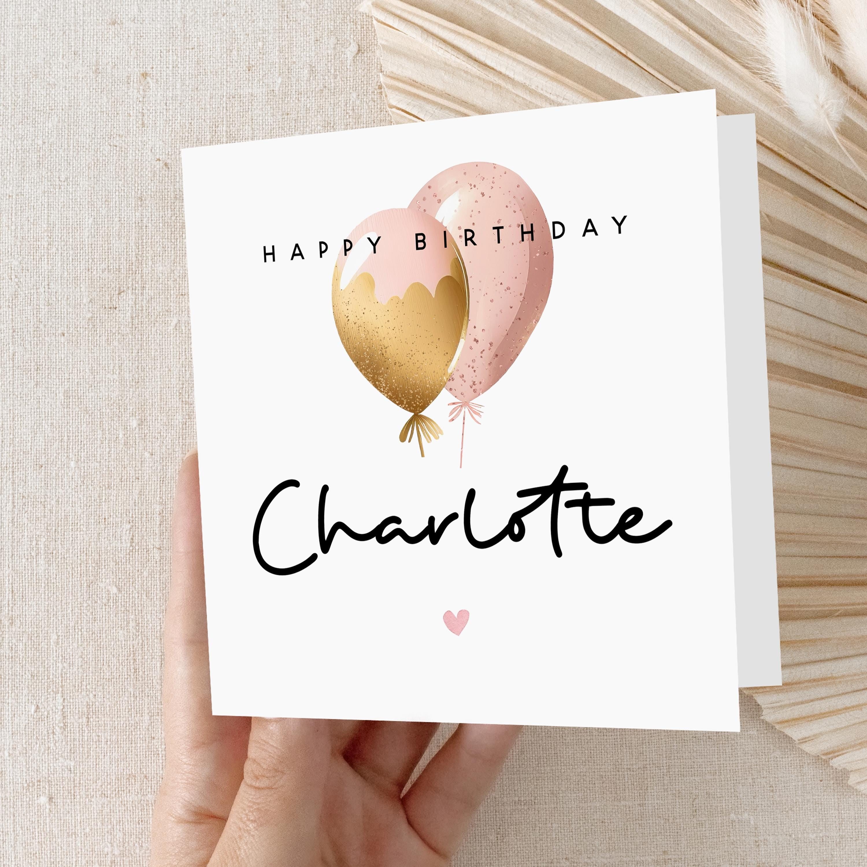 Personalised Birthday Card, Special Birthday Card For Her, Birthday Card For Wife, Sister, Daughter, Auntie, Friend, Balloons-Kraft Envelope