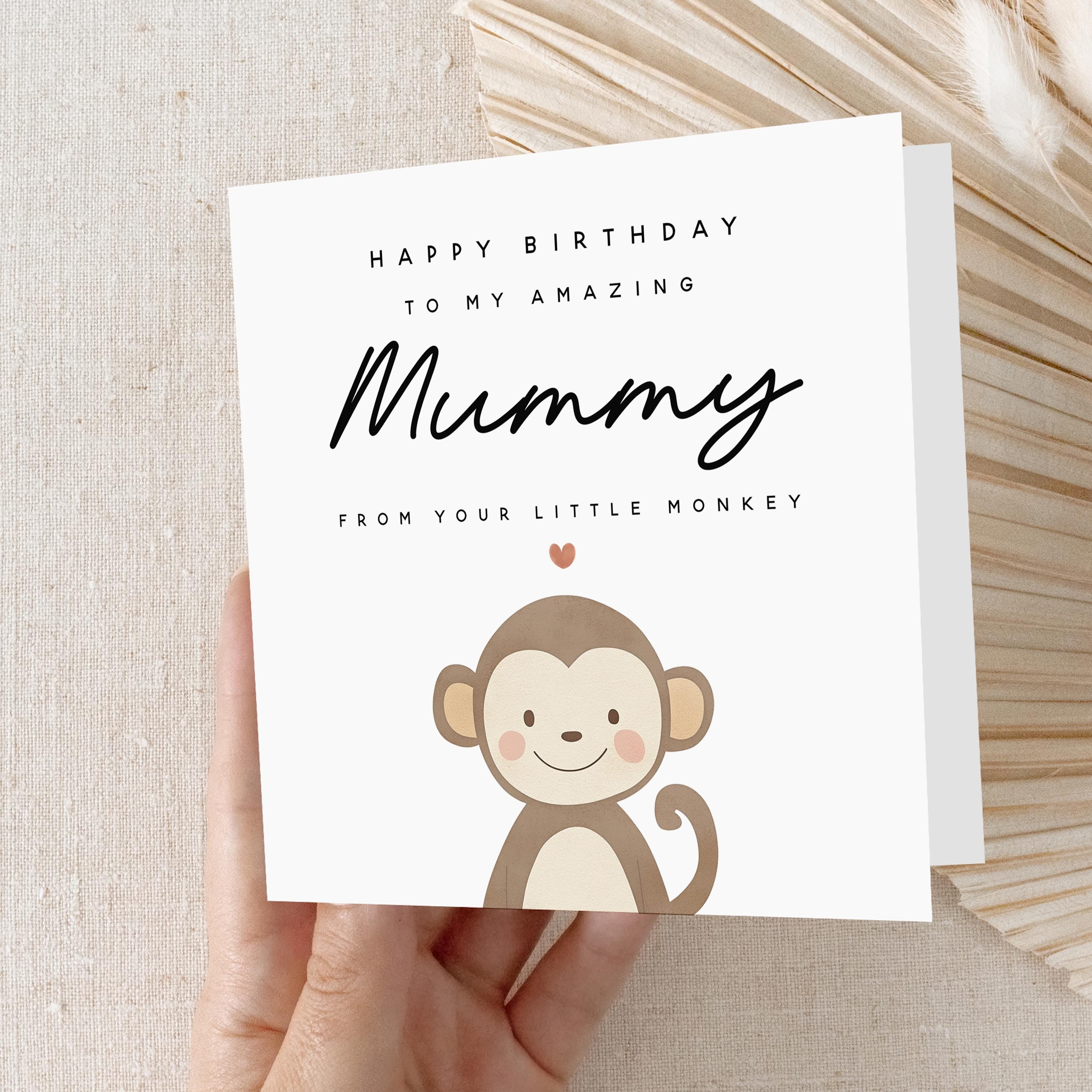 My Mummy Birthday Card, Birthday Card For Mum,First Birthday As Mum,Birthday Card For Her,New Mum Card,Little Monkey,Kraft Envelope Included