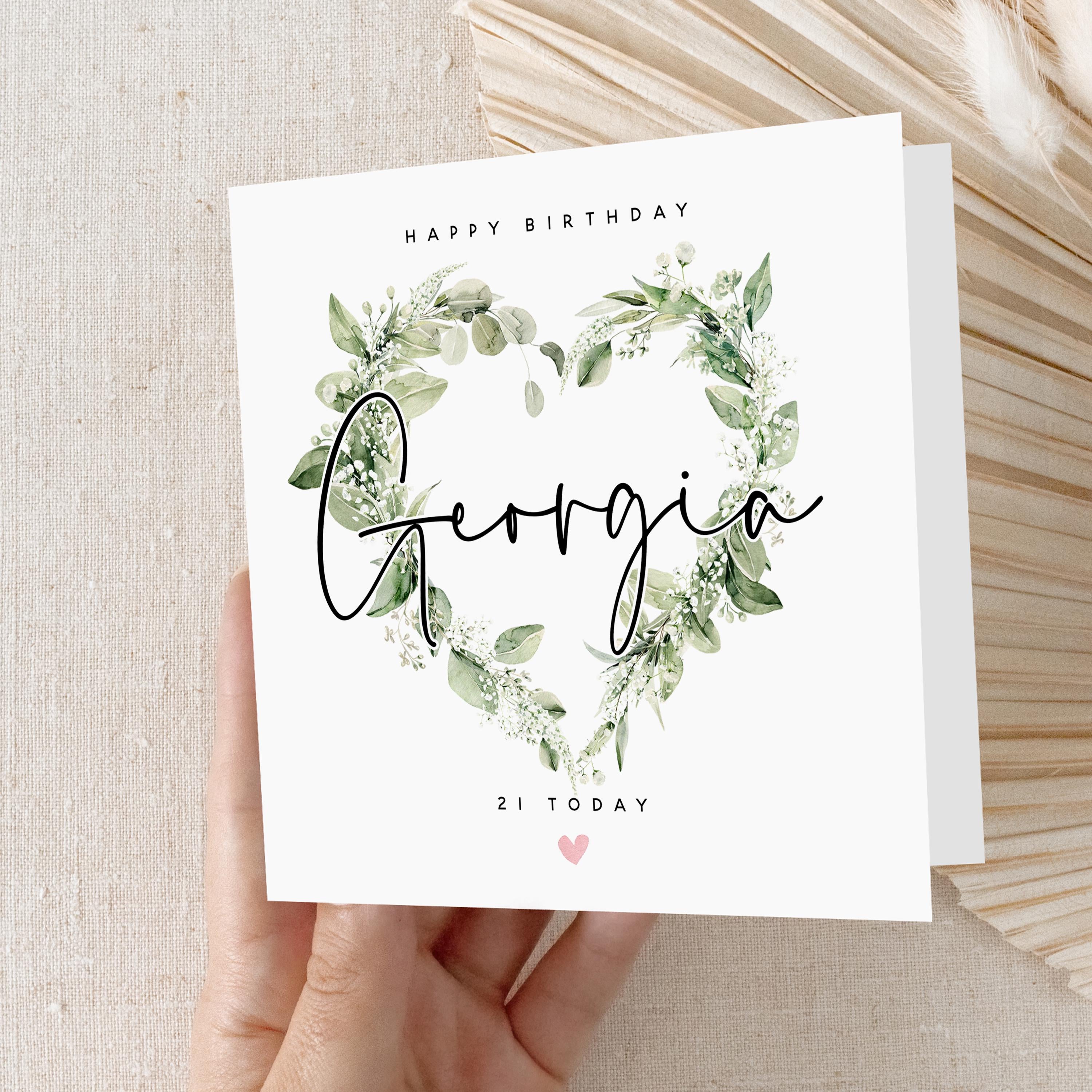 Personalised 21st Birthday Card, Special Milestone Birthday, Twenty First, Daughter, Granddaughter, Sister, Niece Birthday Card, Botanical