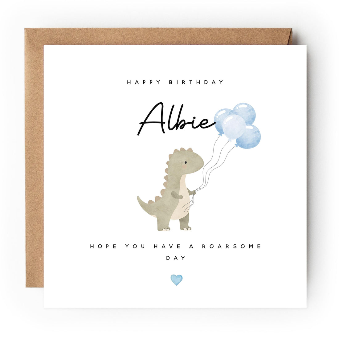 Boys Birthday Card Personalised ,Dinosaur Card, Custom Name Card, Birthday Card For Son, Nephew, Grandson, Roarsome Birthday, Kraft Envelope