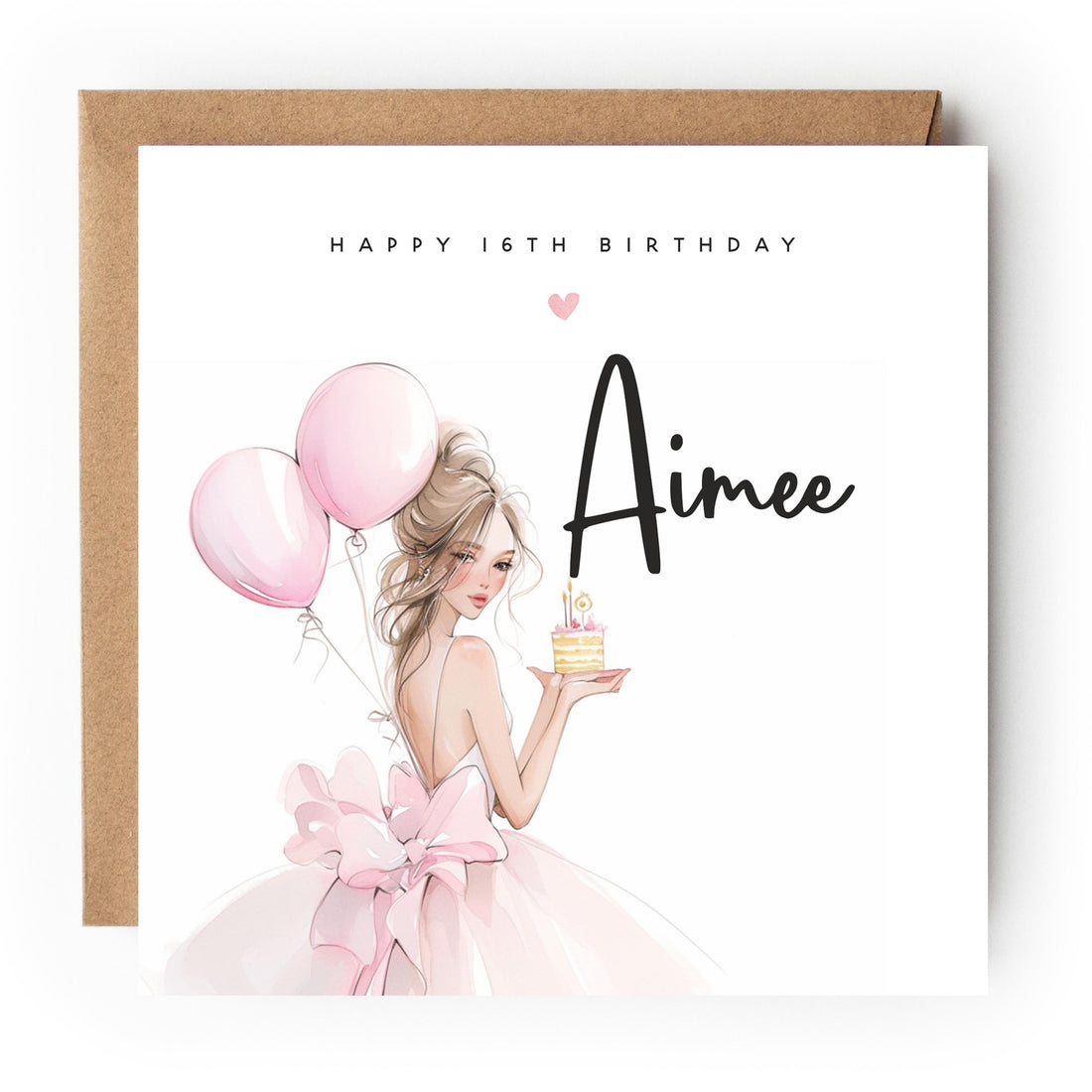 16th Birthday Card, Personalised Special Milestone Birthday, Sixteenth,Daughter,Granddaughter, Sister, Niece Birthday,For Her,Kraft Envelope