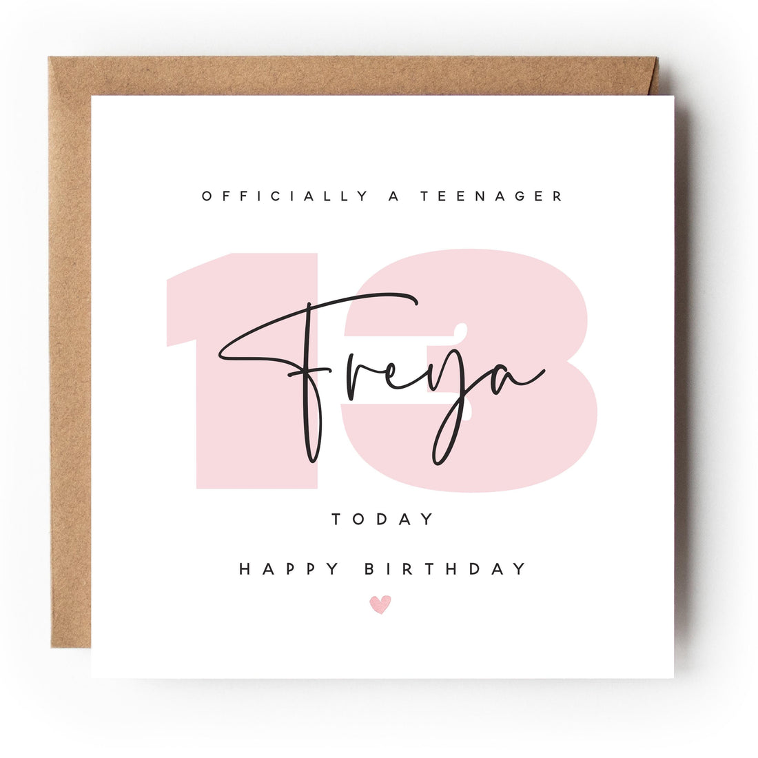 13th Teenager Birthday Card, Officially A Teen, Special Milestone Card, Birthday card For Daughter 13, Thirteen Card-Kraft Envelope Included