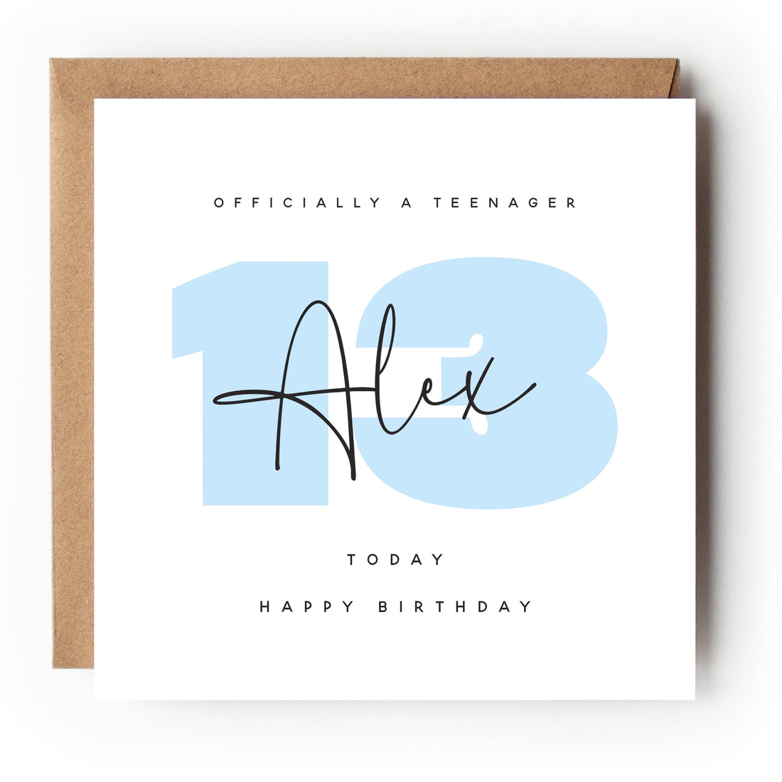 13th Teenager Birthday Card, Officially A Teen, Special Milestone Card, Birthday card For Son Grandson 13, Thirteen Card-Kraft Envelope