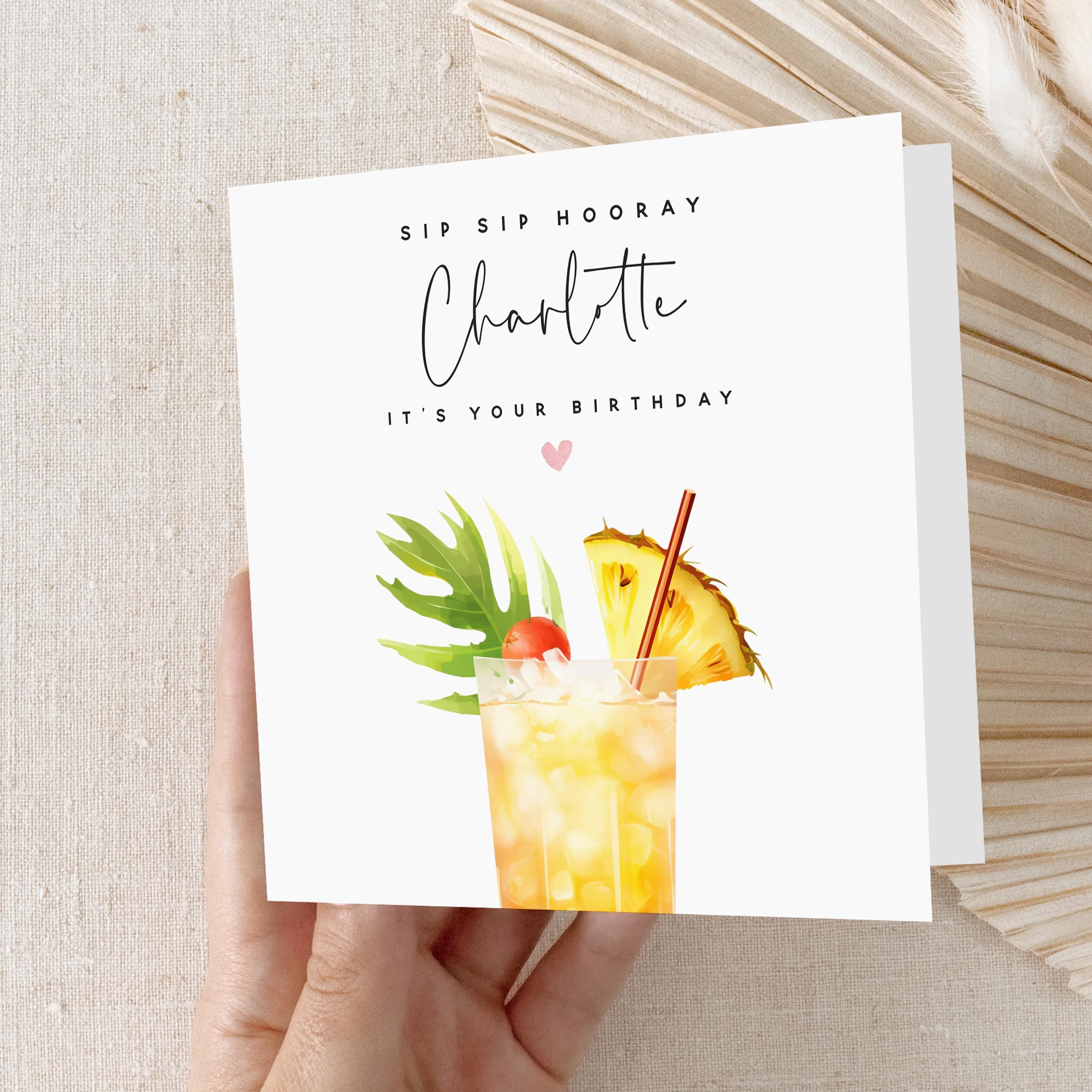 Personalised Birthday Card, Birthday Cocktail Drink Card, Daughter, Granddaughter, Sister, Niece Birthday Card, Birthday Gift,Kraft Envelope