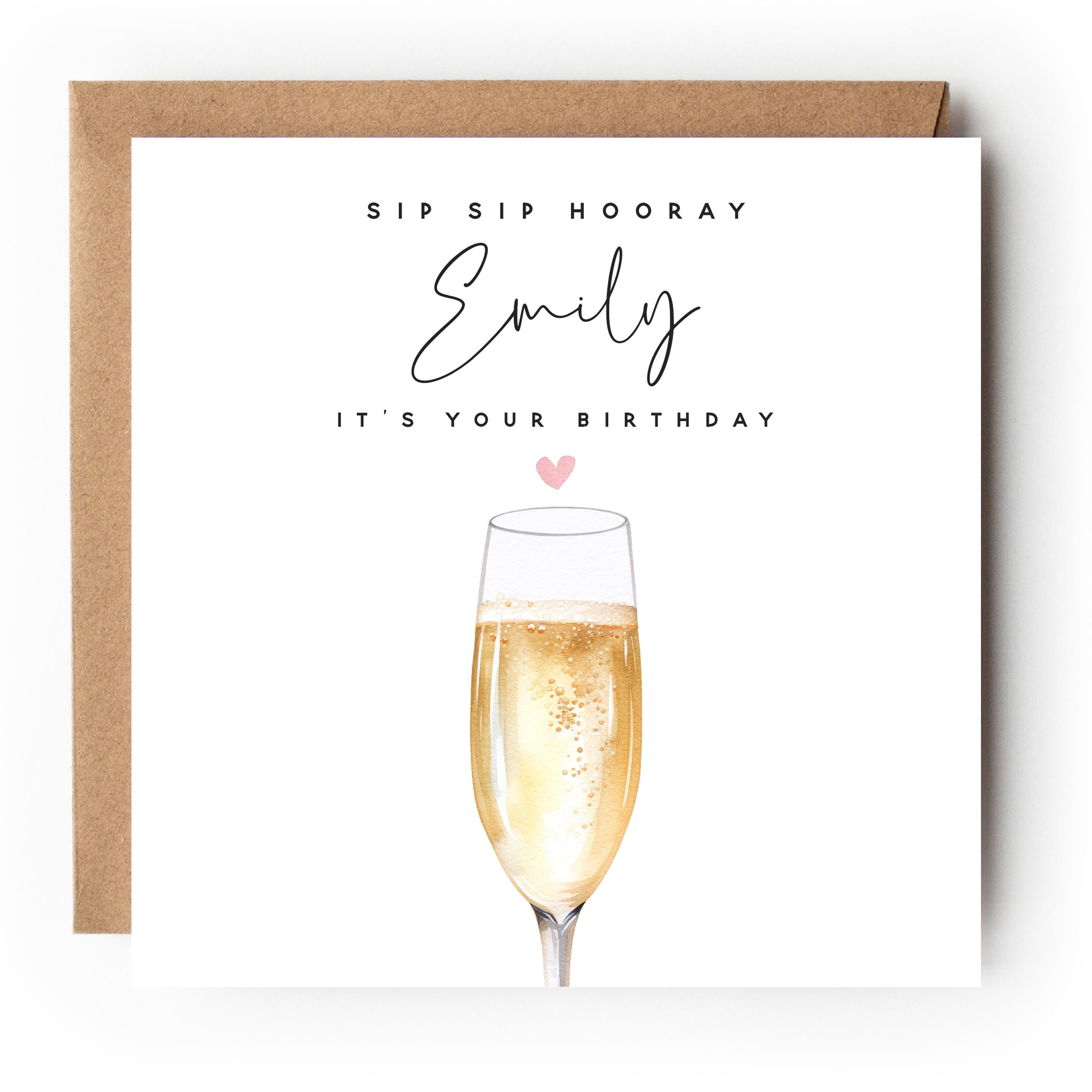 Personalised Birthday Card, Birthday Prosecco Drinks Card, Daughter, Granddaughter, Sister, Niece Birthday Card,Birthday Gift,Kraft Envelope