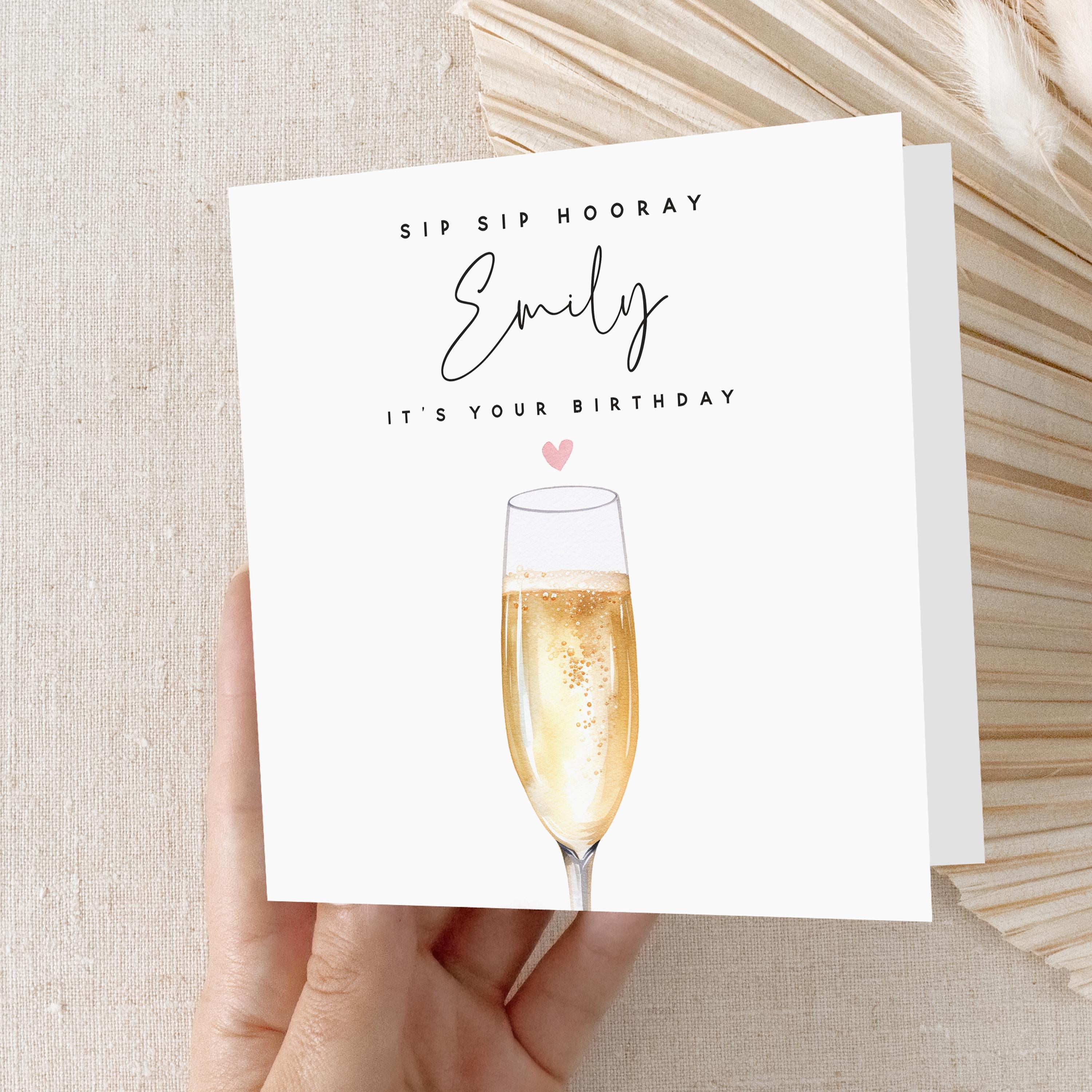 Personalised Birthday Card, Birthday Prosecco Drinks Card, Daughter, Granddaughter, Sister, Niece Birthday Card,Birthday Gift,Kraft Envelope
