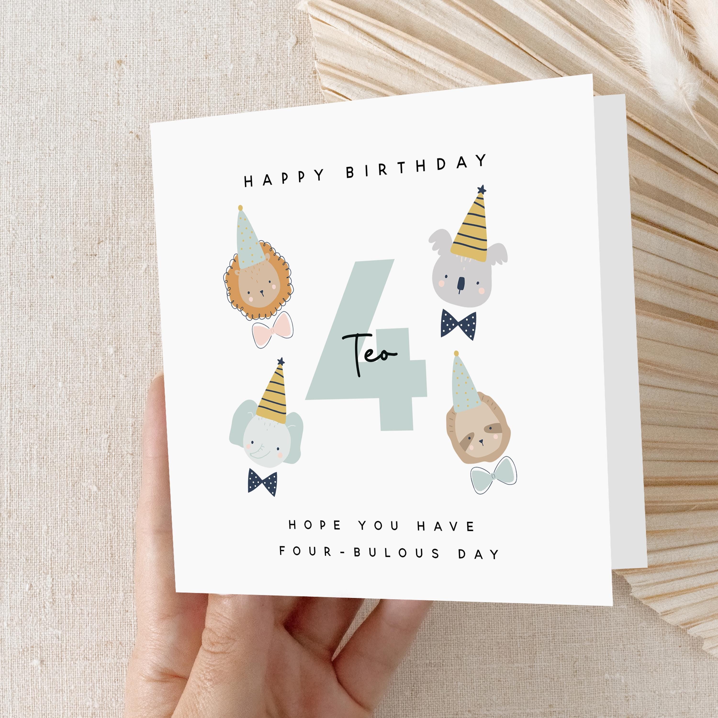 Fourth Birthday Card, Personalised Children&