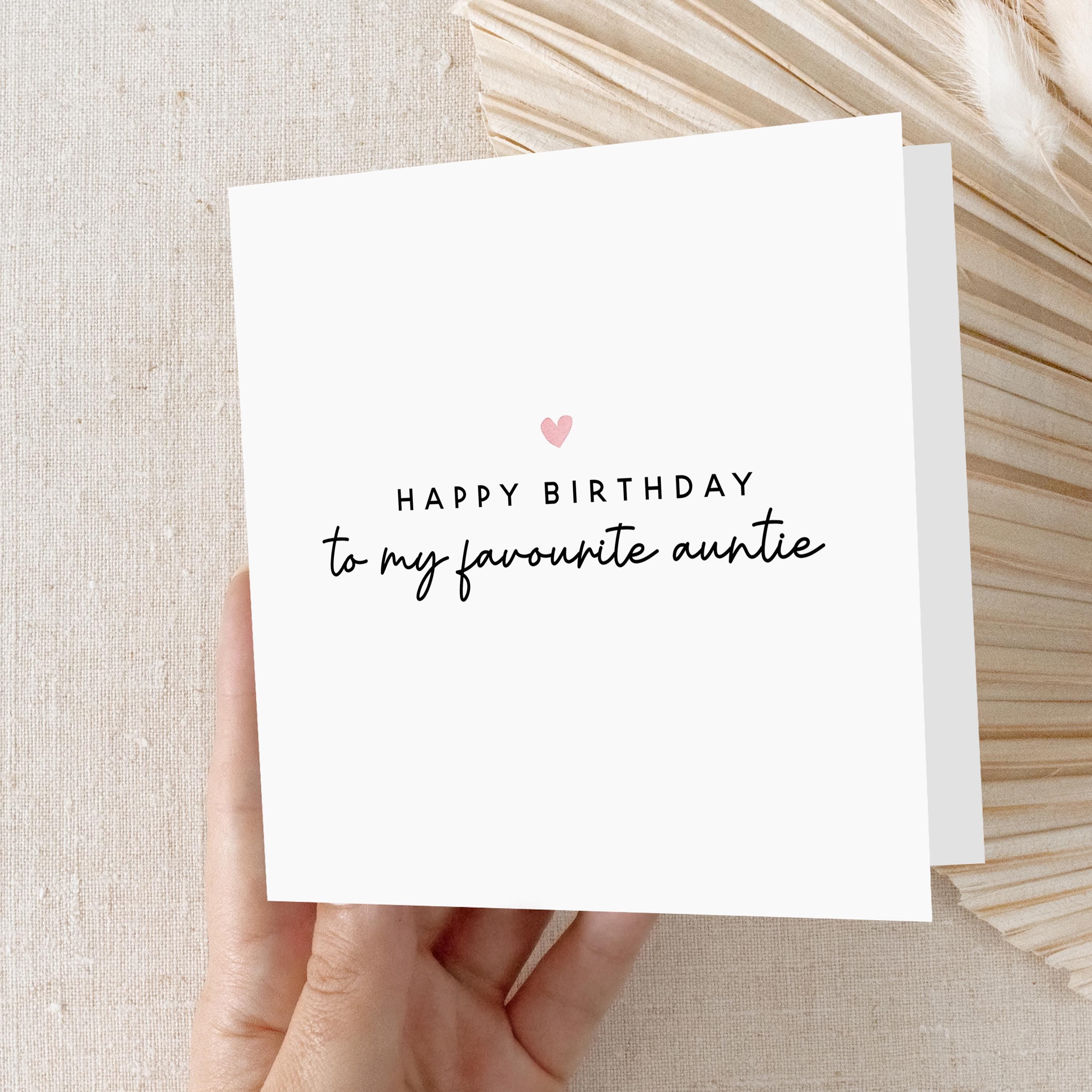 Auntie Birthday Card-My Favourite Auntie-Birthday Card For Auntie-Aunt Birthday Card-Minimal Heart Design-Auntie Birthday Gift-Card For Her