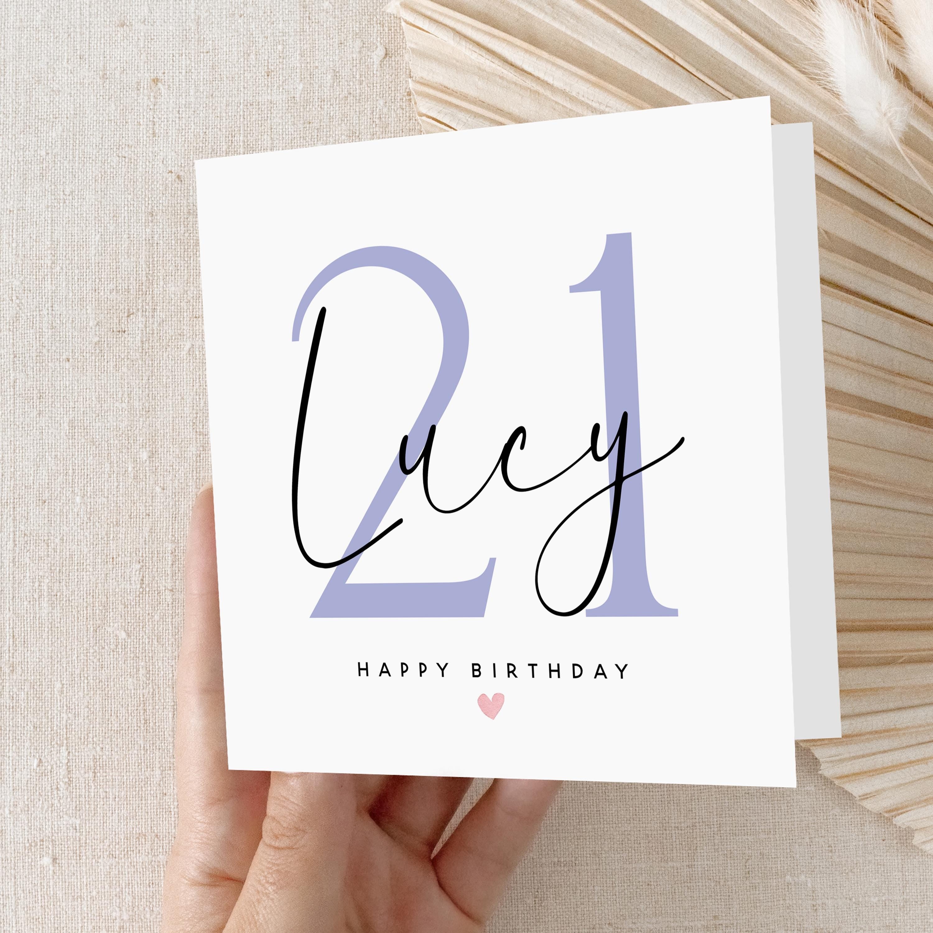 Personalised 21st Birthday Card, Special Milestone Card, Birthday Card For Daughter, Friend, Niece, Granddaughter, Purple 21, Twenty First