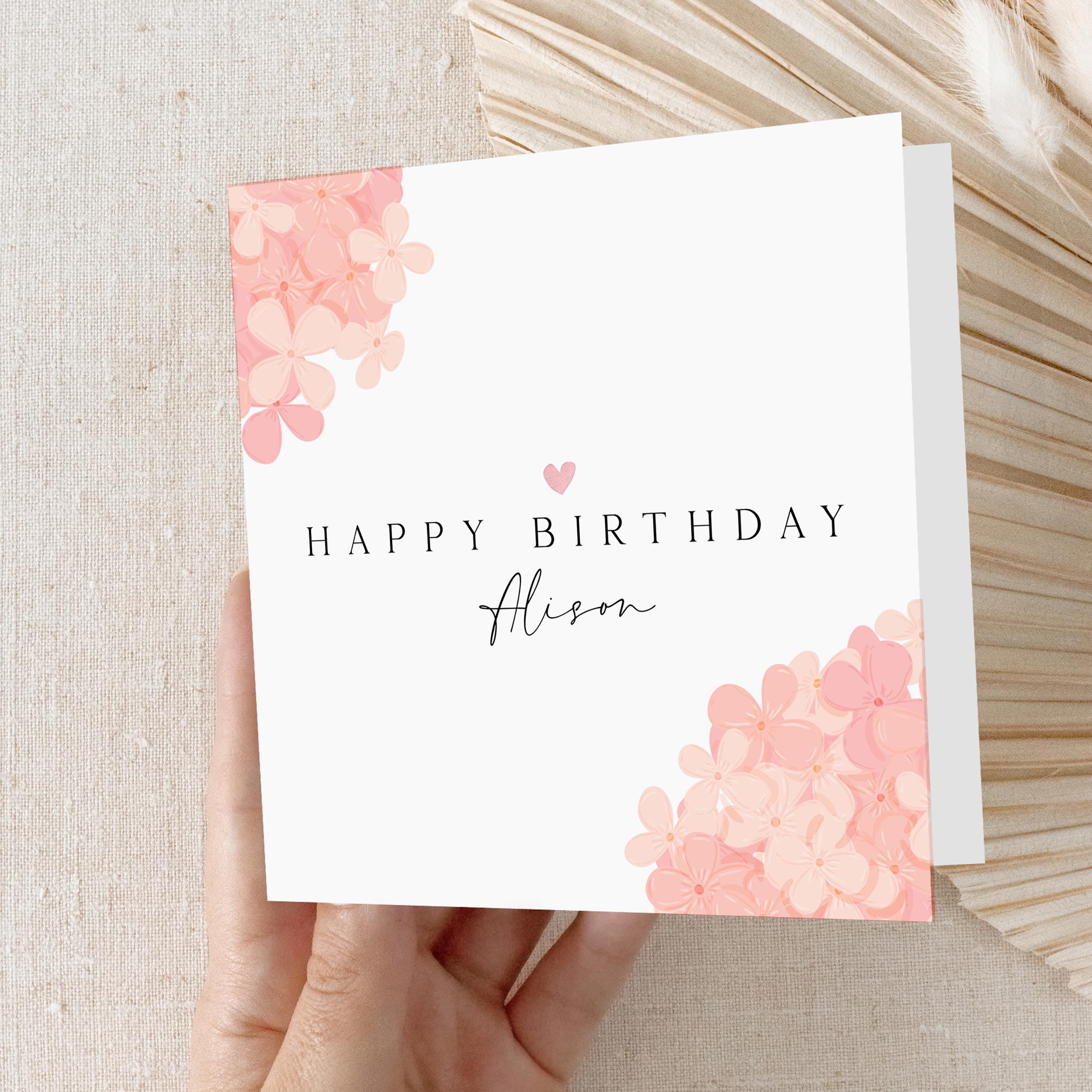 Personalised Birthday Card, Card For Best Friend, Flowers, Daughter, Granddaughter, Sister, Niece Birthday Card,Birthday Gift,Kraft Envelope