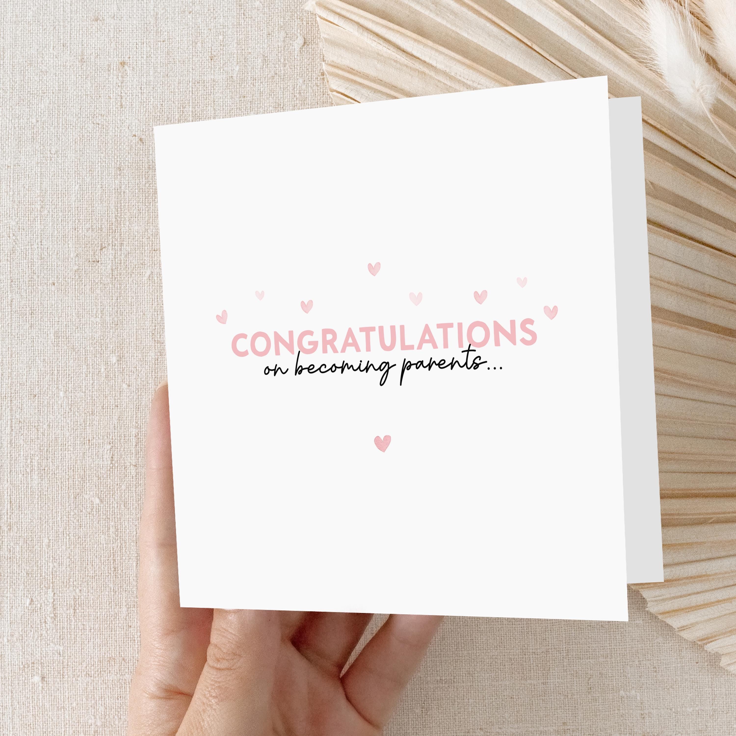 New Baby Card, Welcome To The World Card, Pink Heart Design, Newborn Baby, Congratulations Becoming Parents, New Arrival, Kraft Envelope