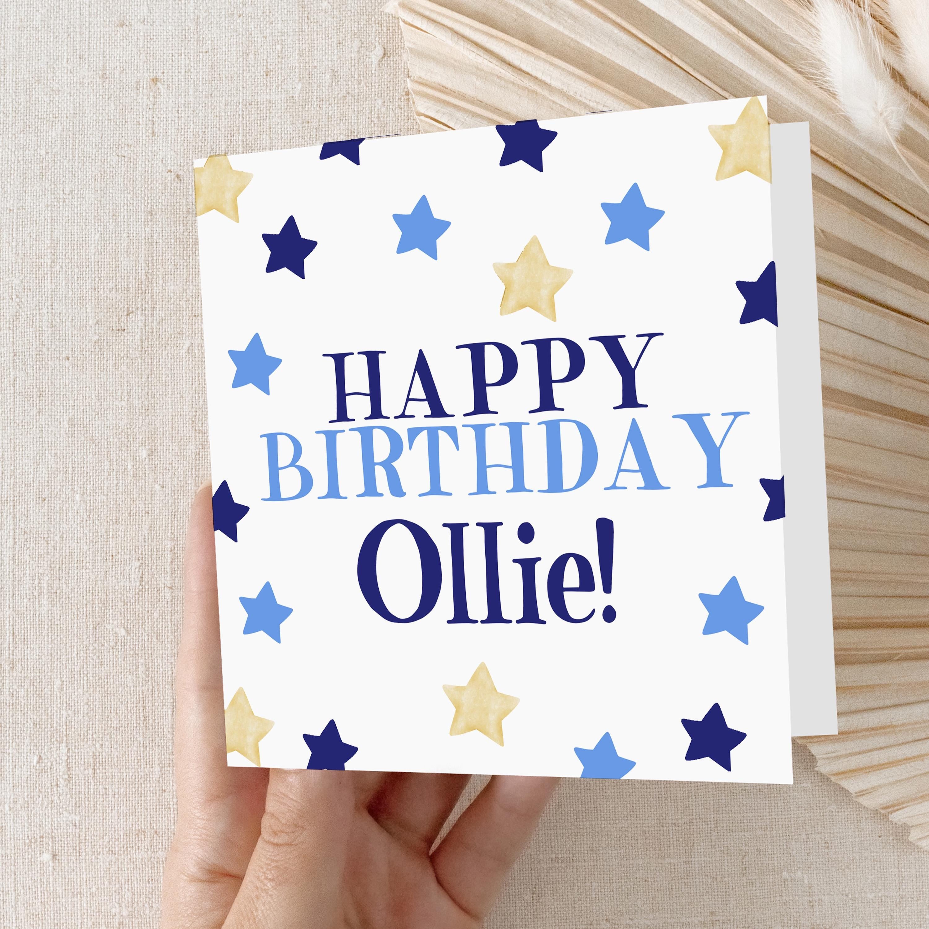 Personalised Birthday Card, Special Milestone Card, Birthday Card For Son, Boyfriend, Dad, Grandson, Brother, Uncle, Granddad, Blue Stars